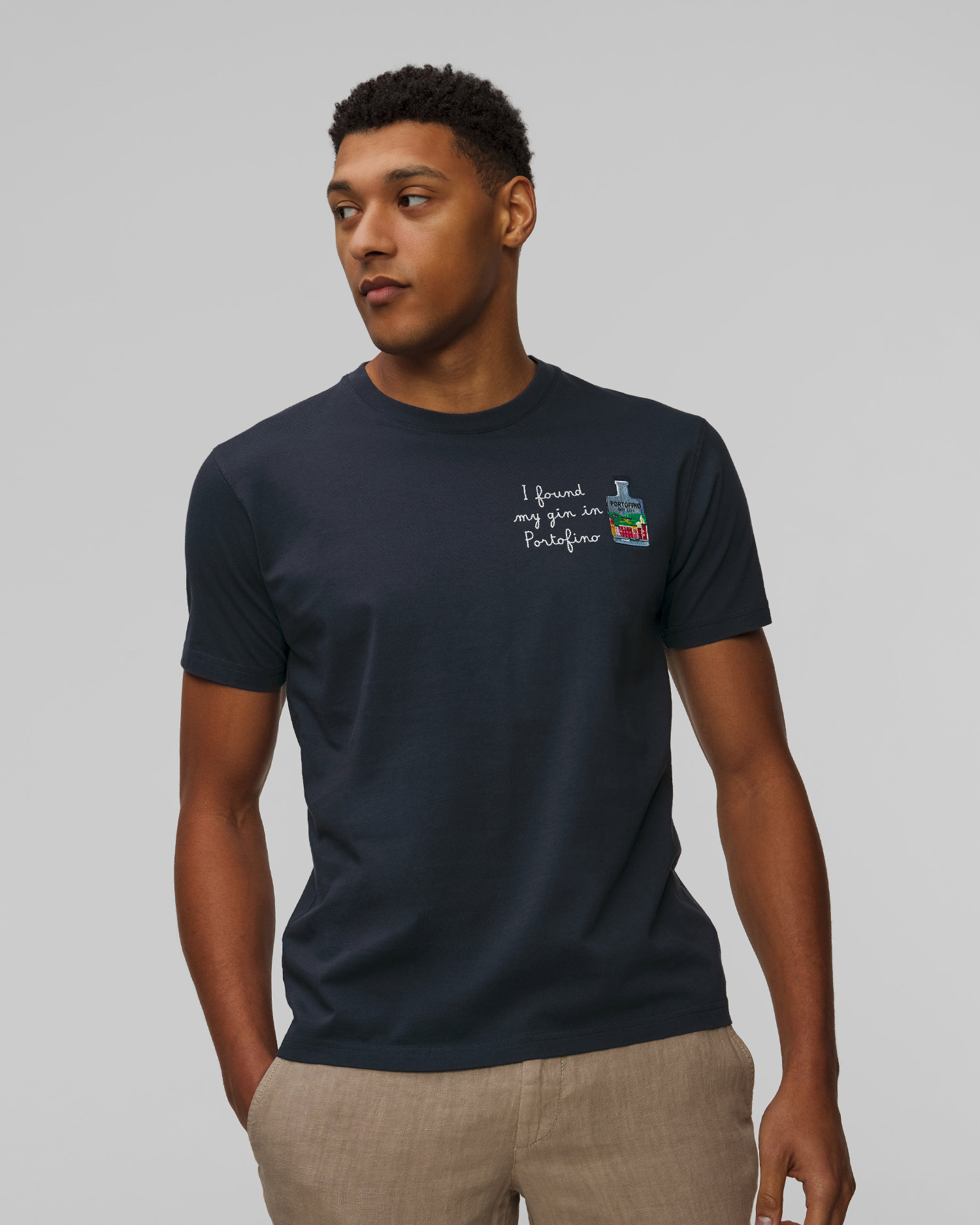 Granatowy T-shirt z nadrukiem męski MC2 Saint Barth