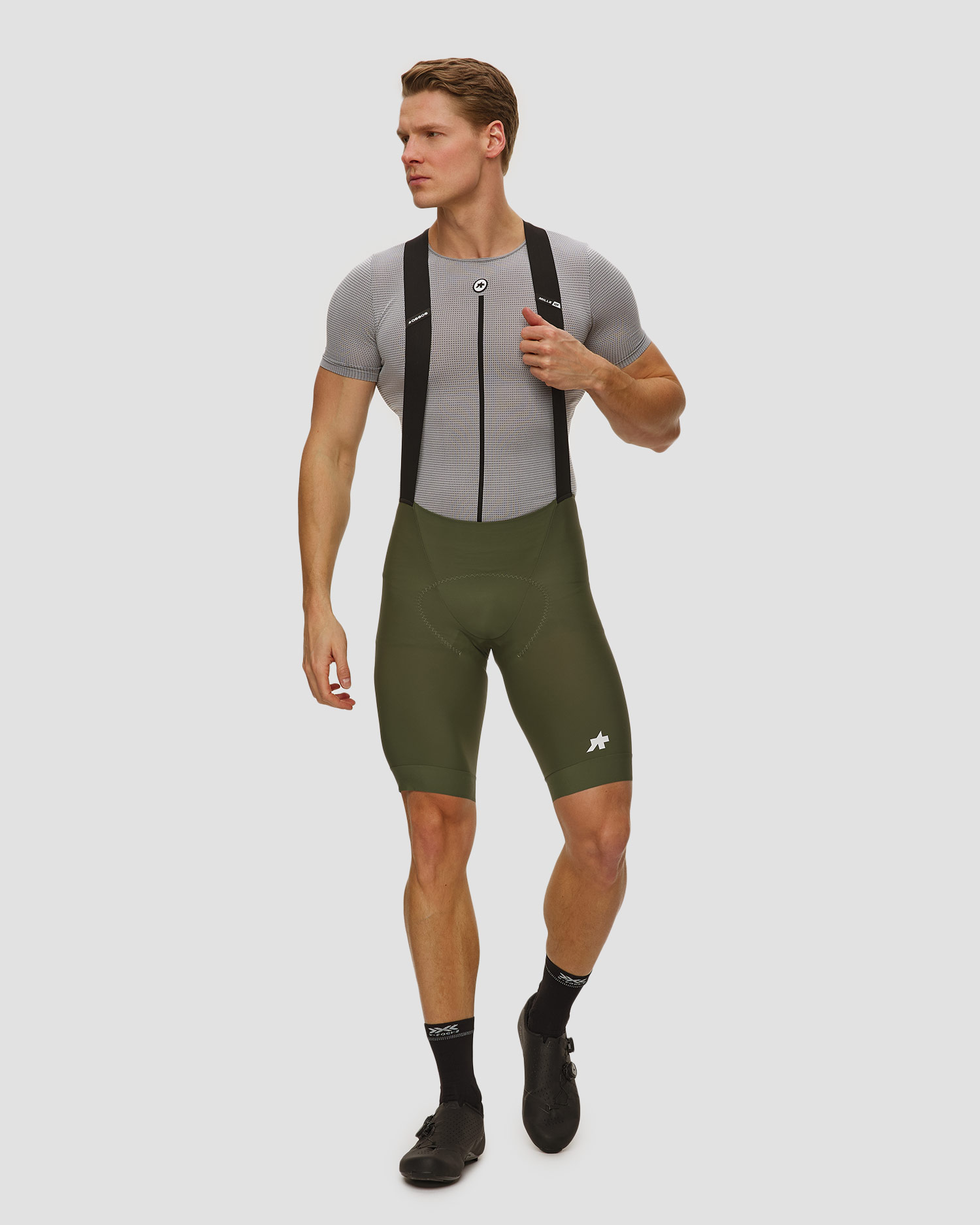 Spodenki rowerowe na szelkach męskie Assos Mille Gt Bib Shorts S11 zielone