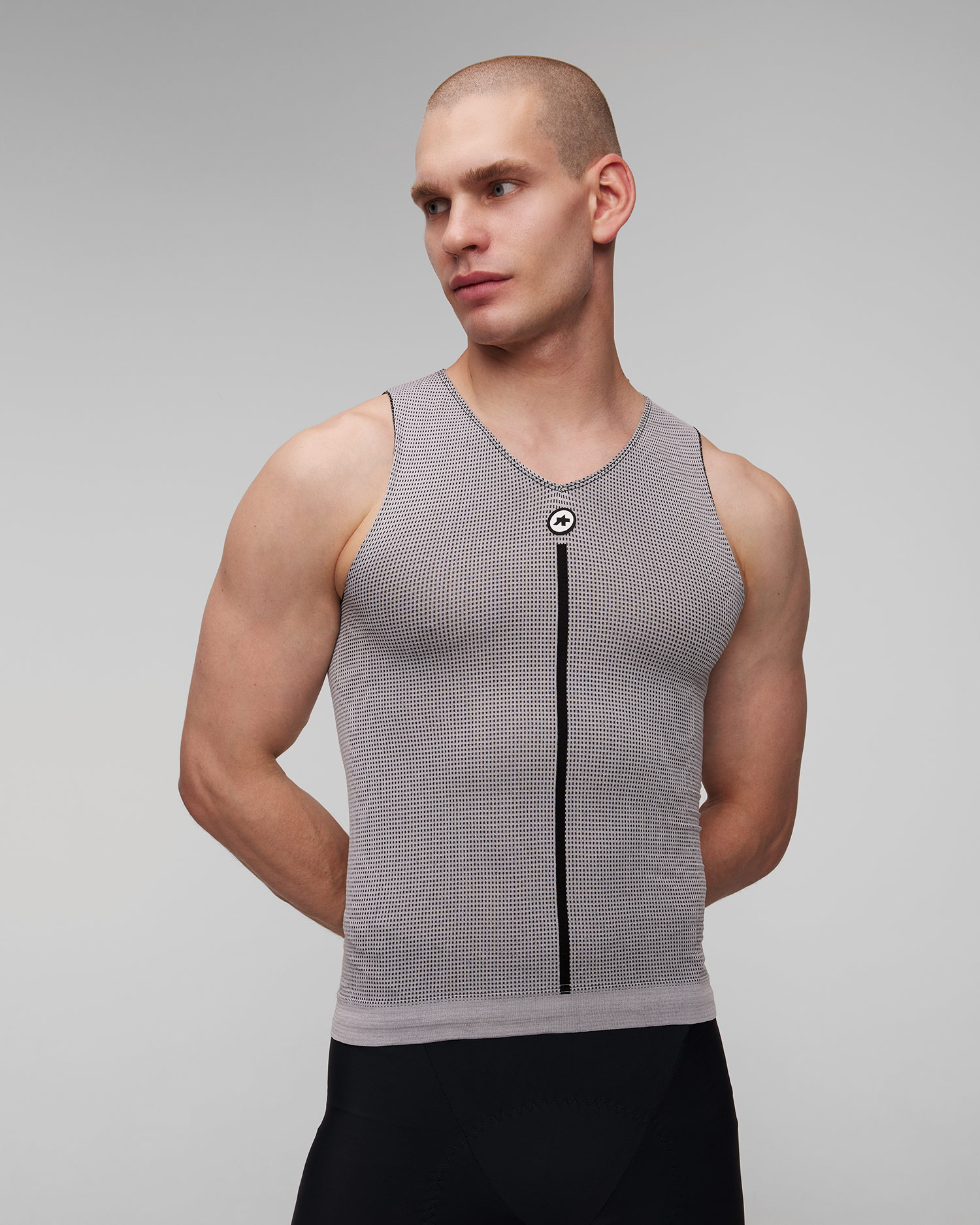 Men's grey cycling sweatshirt Assos 1/3 NS Skin Layer P1