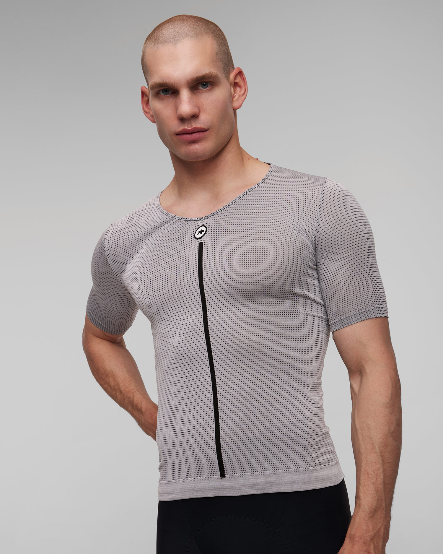 Men's grey cycling sweatshirt Assos 1/3 SS Skin Layer P1