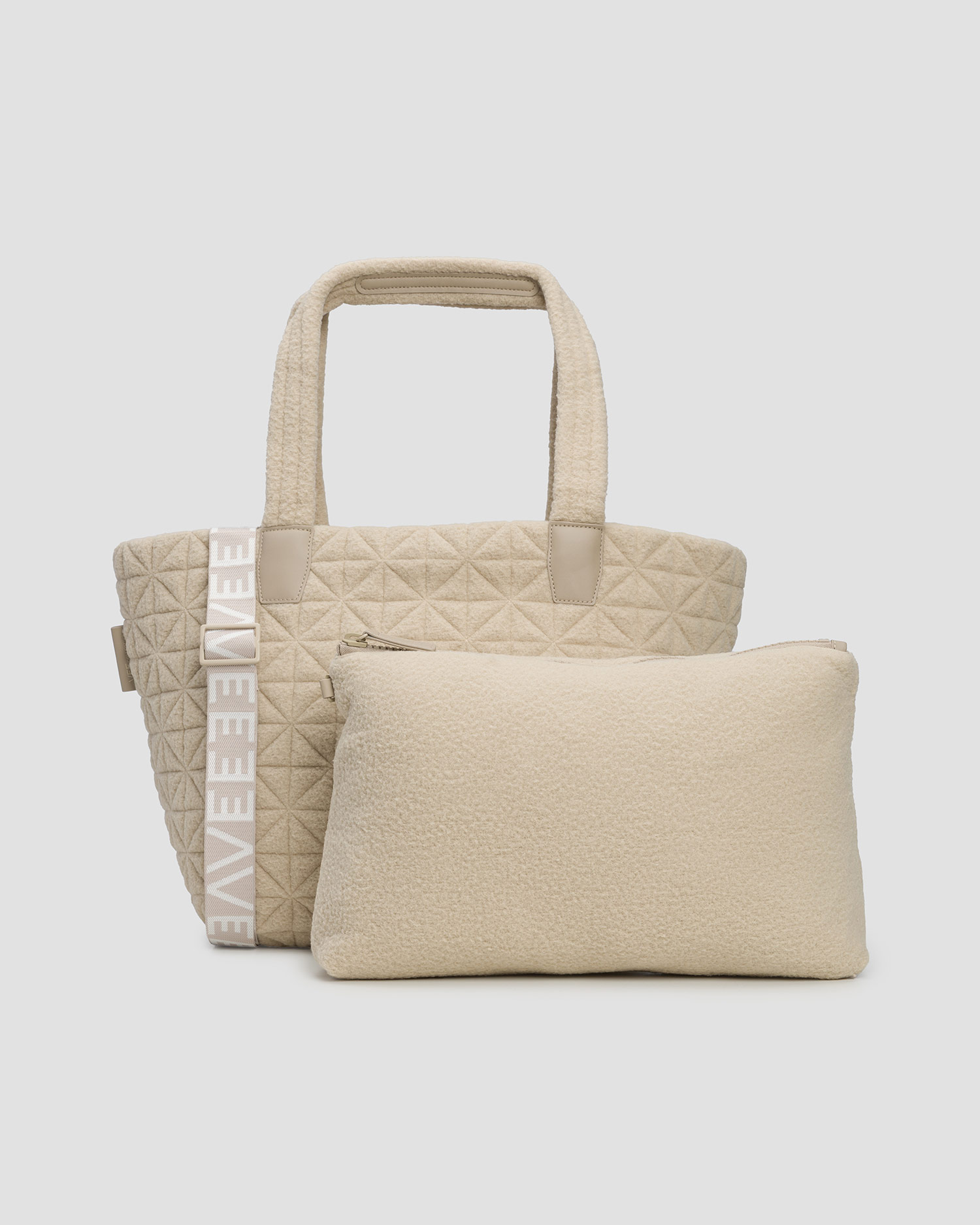 Sac beige pour femmes Vee Collective Vee Tote Medium Sherpa