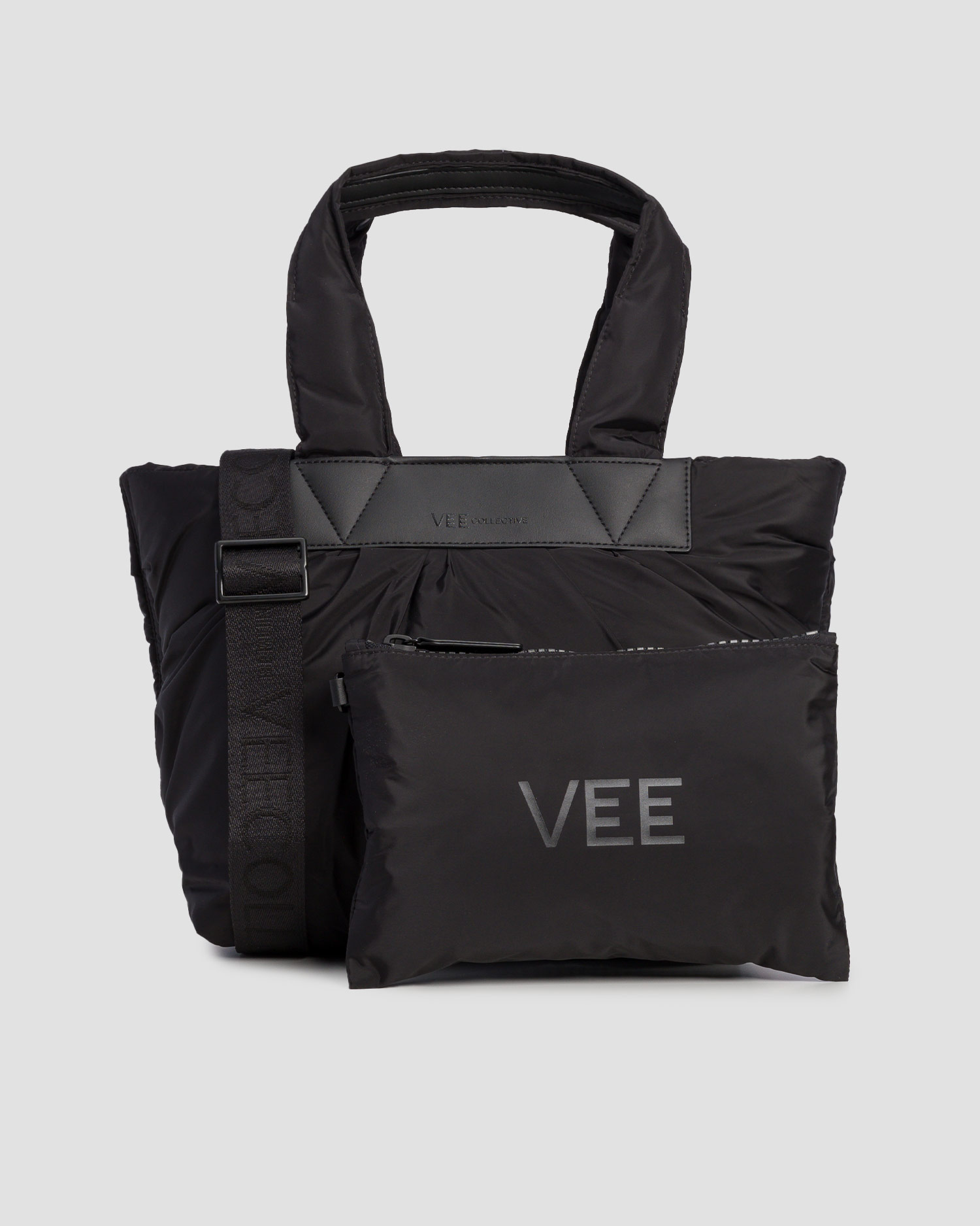 Geantă de mână pentru femei Vee Collective Caba Small neagră cu borsetă