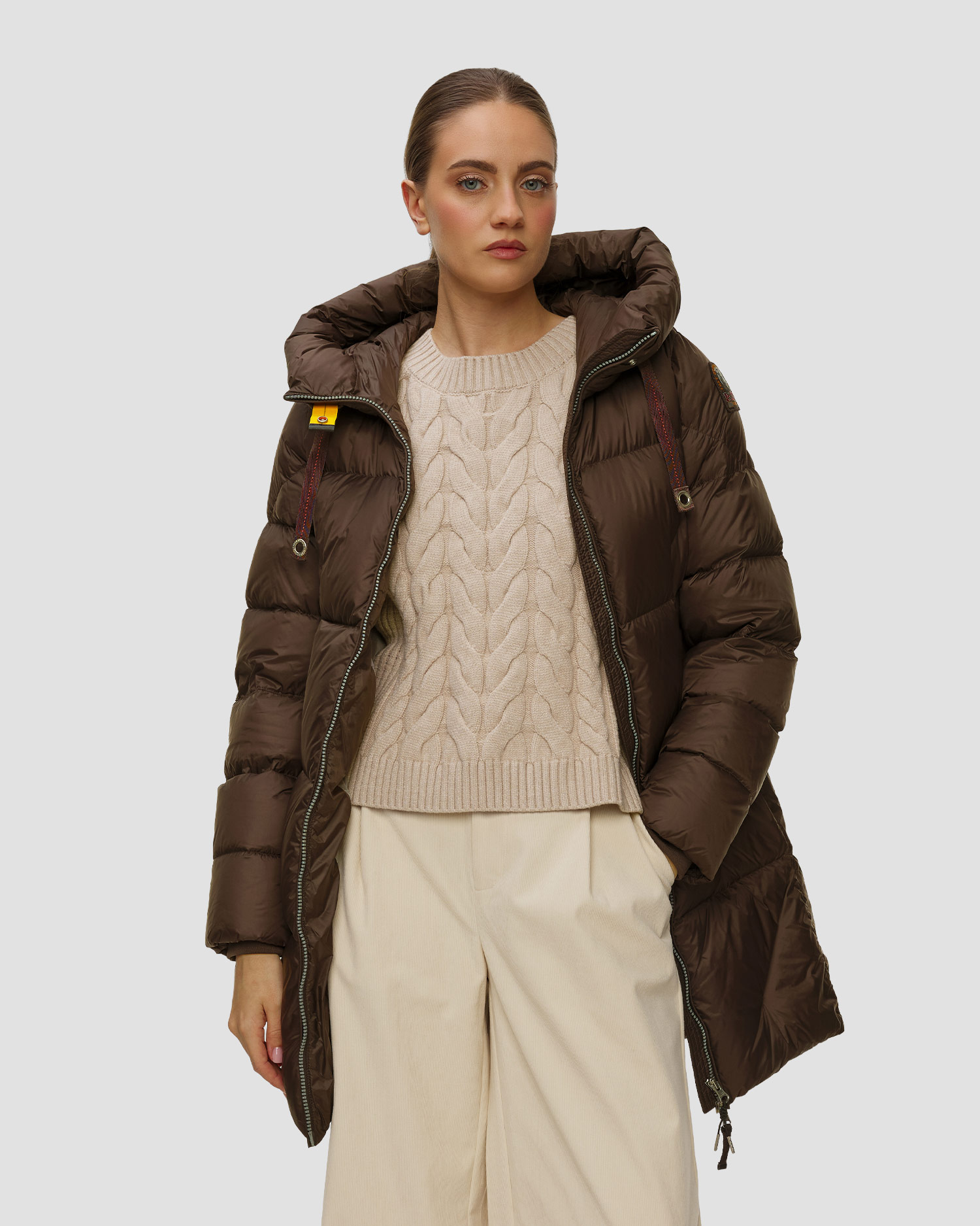 Geacă de puf maro pentru femei Parajumpers Janet