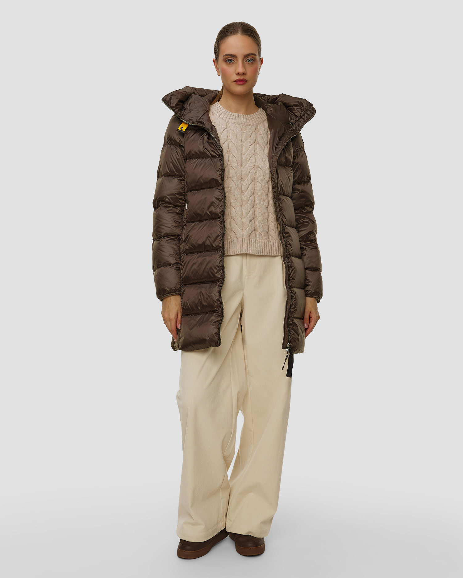 Geacă de puf maro pentru femei Parajumpers Marion