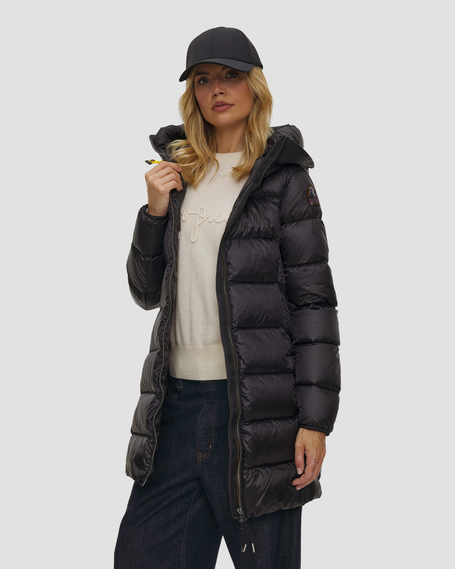 Dámský černý prošívaný kabát Parajumpers Marion, Barva/Vzor: Czarny