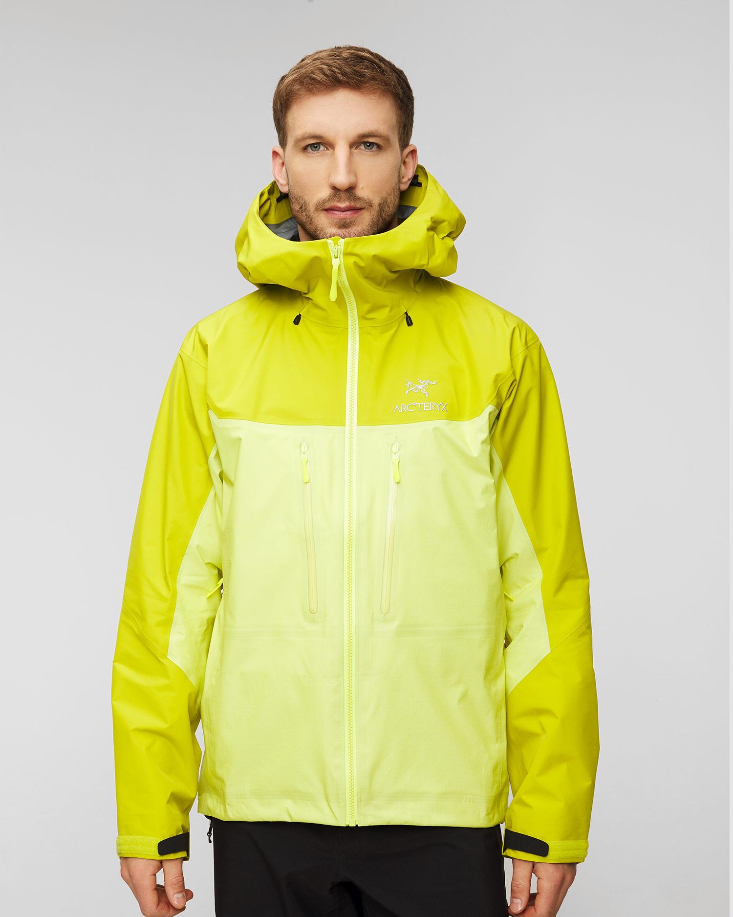 Veste hardshell jaune pour hommes Arcteryx Alpha 