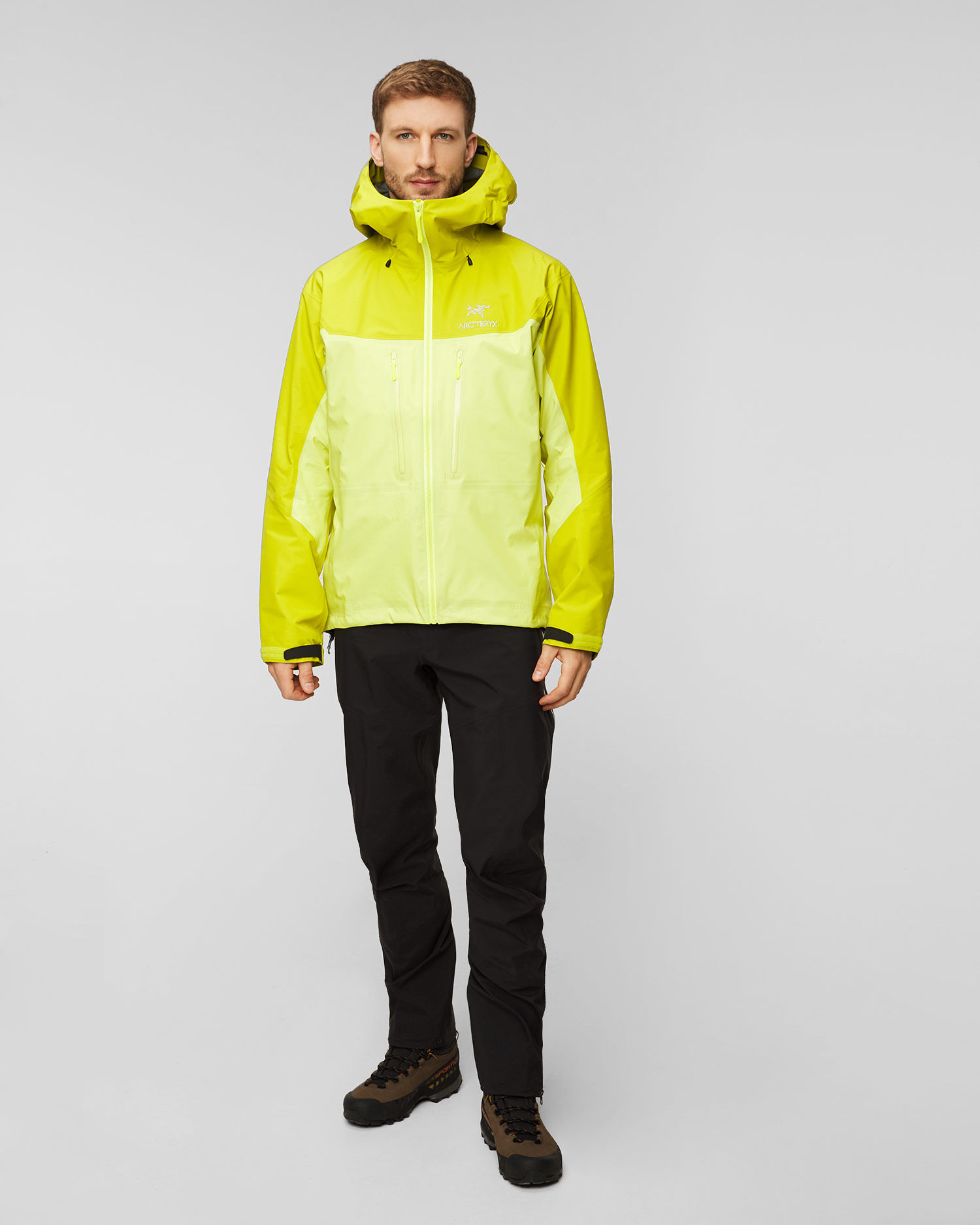 Żółta kurtka hardshellowa kurtka męska Arcteryx Alpha