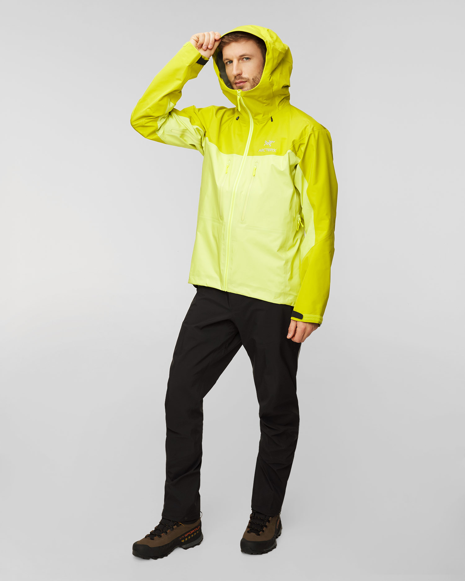 Żółta kurtka hardshellowa kurtka męska Arcteryx Alpha