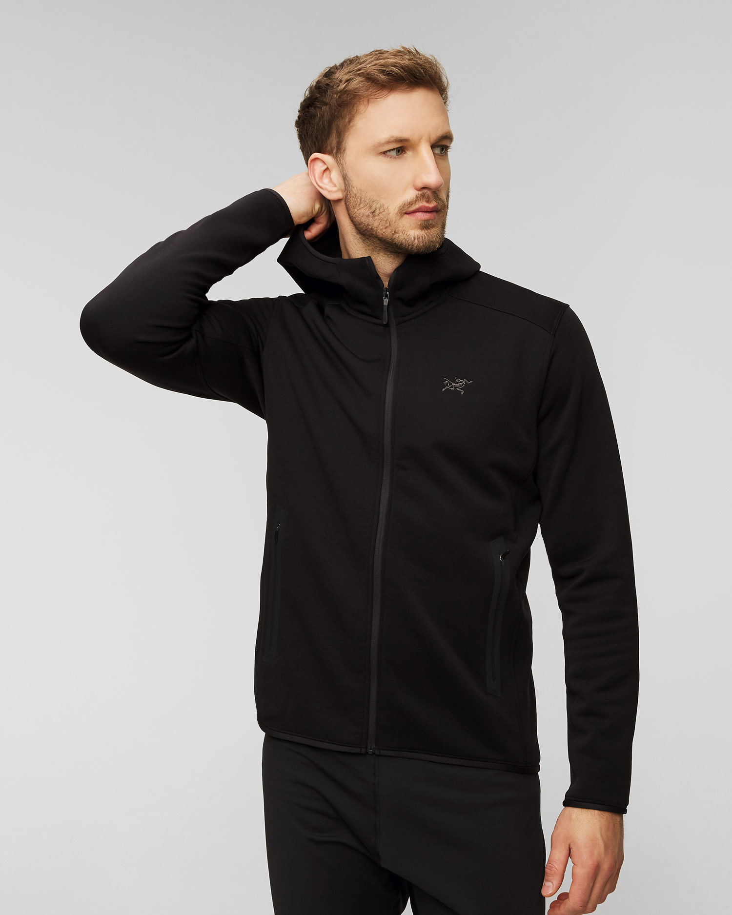 Chandail à capuchon en softshell noir pour hommes Arcteryx Kyanite