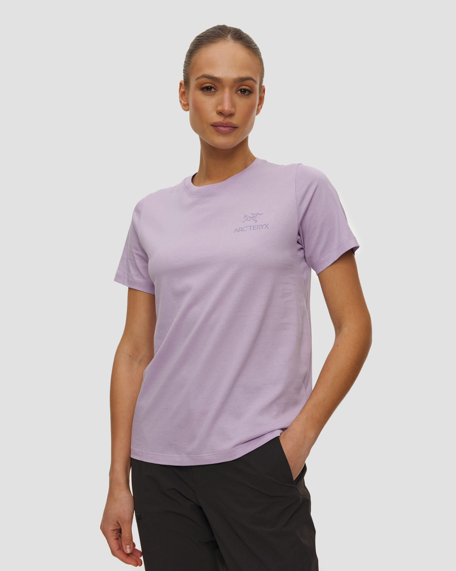 Tricou pentru femei Arcteryx Kragg Sl Cotton Emblem Crew SS W violet, Culoare/Model: Fioletowy