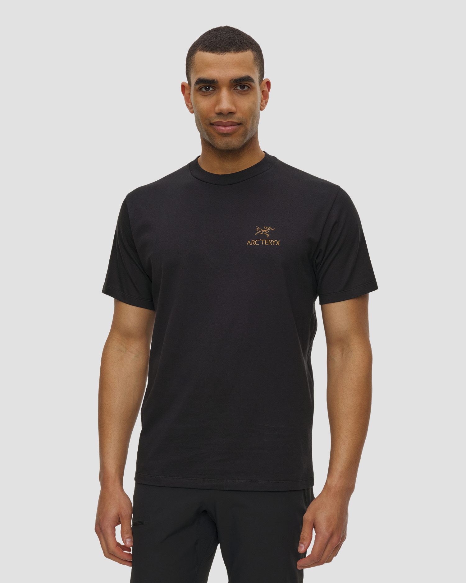 Tricou pentru bărbați Arcteryx Kragg SL Cotton Bird Word SS M negru, Culoare/Model: Czarny