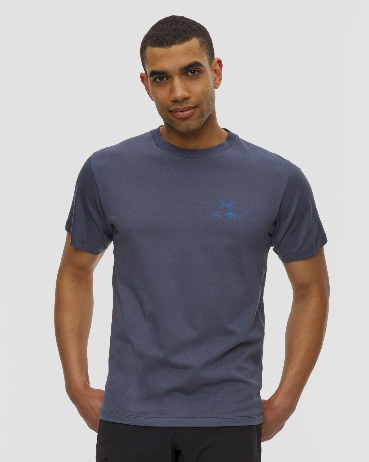 T-shirt da uomo Arcteryx Kragg SL Cotton Bird Word SS M blu scuro, Colore/Disegno: Granatowy