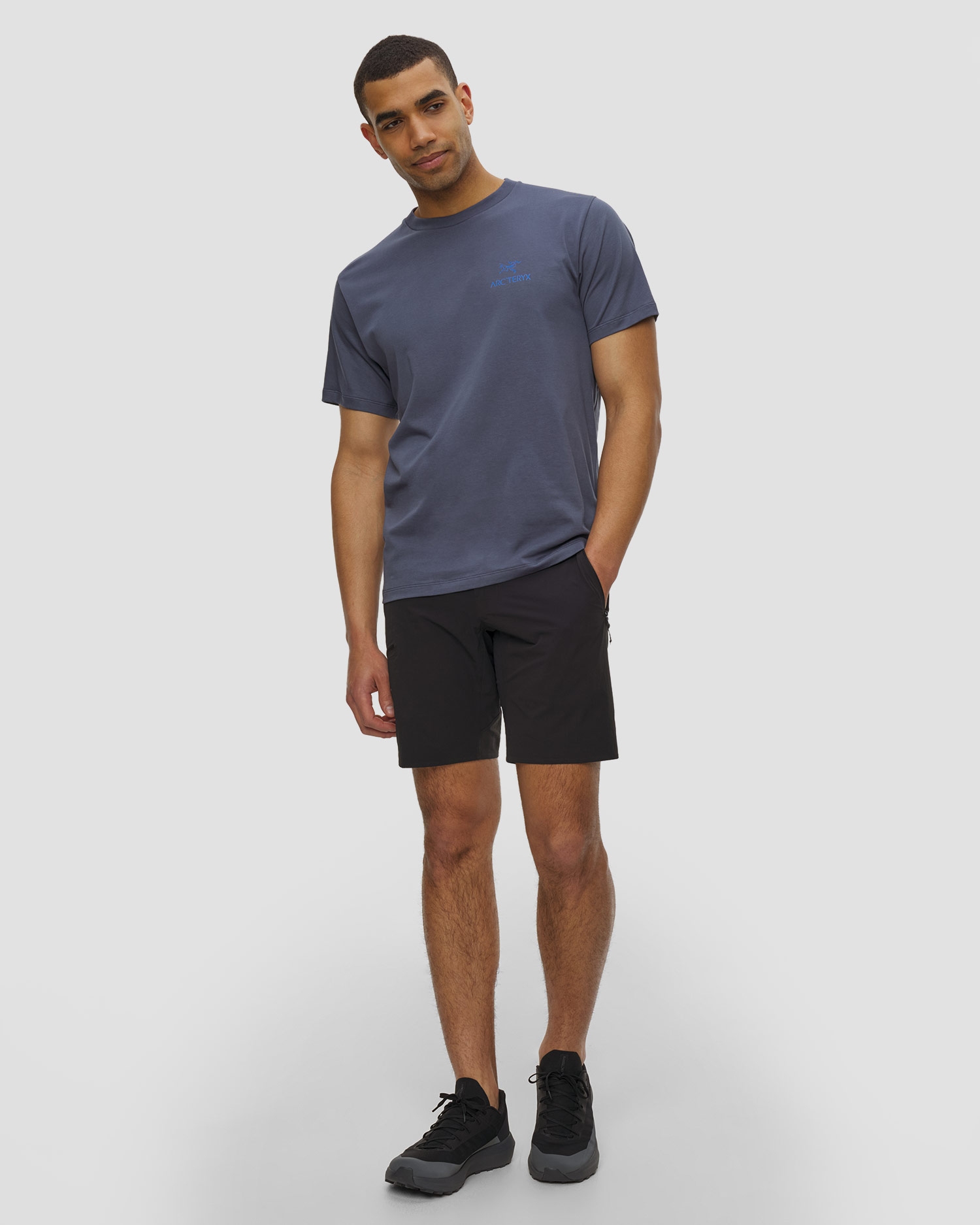 Tricou pentru bărbați Arcteryx Kragg SL Cotton Bird Word SS M bleumarin