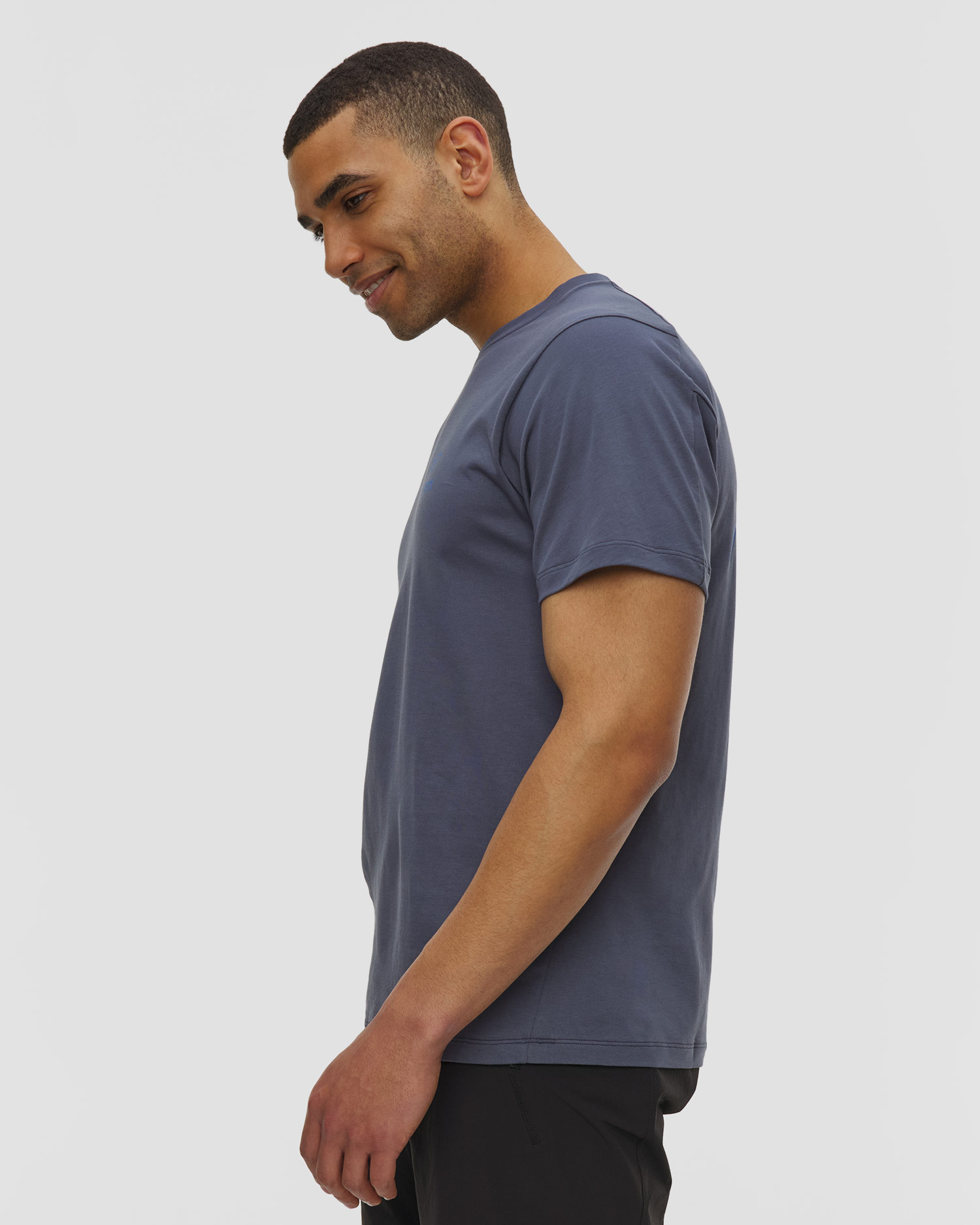 Tricou pentru bărbați Arcteryx Kragg SL Cotton Bird Word SS M bleumarin