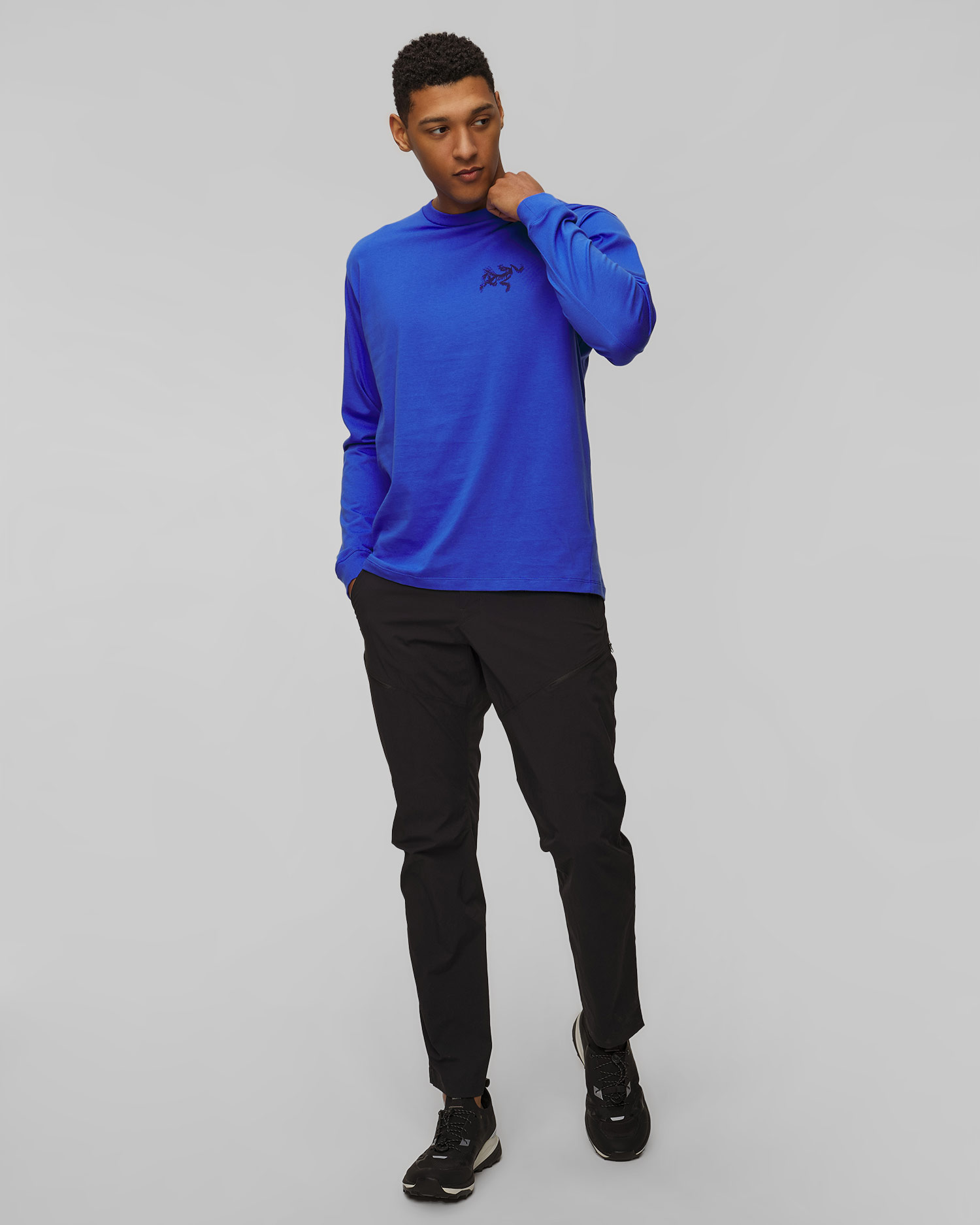 Tricou cu mânecă lungă pentru bărbați Arcteryx Kragg SL Cotton Bird Tile LS M albastru