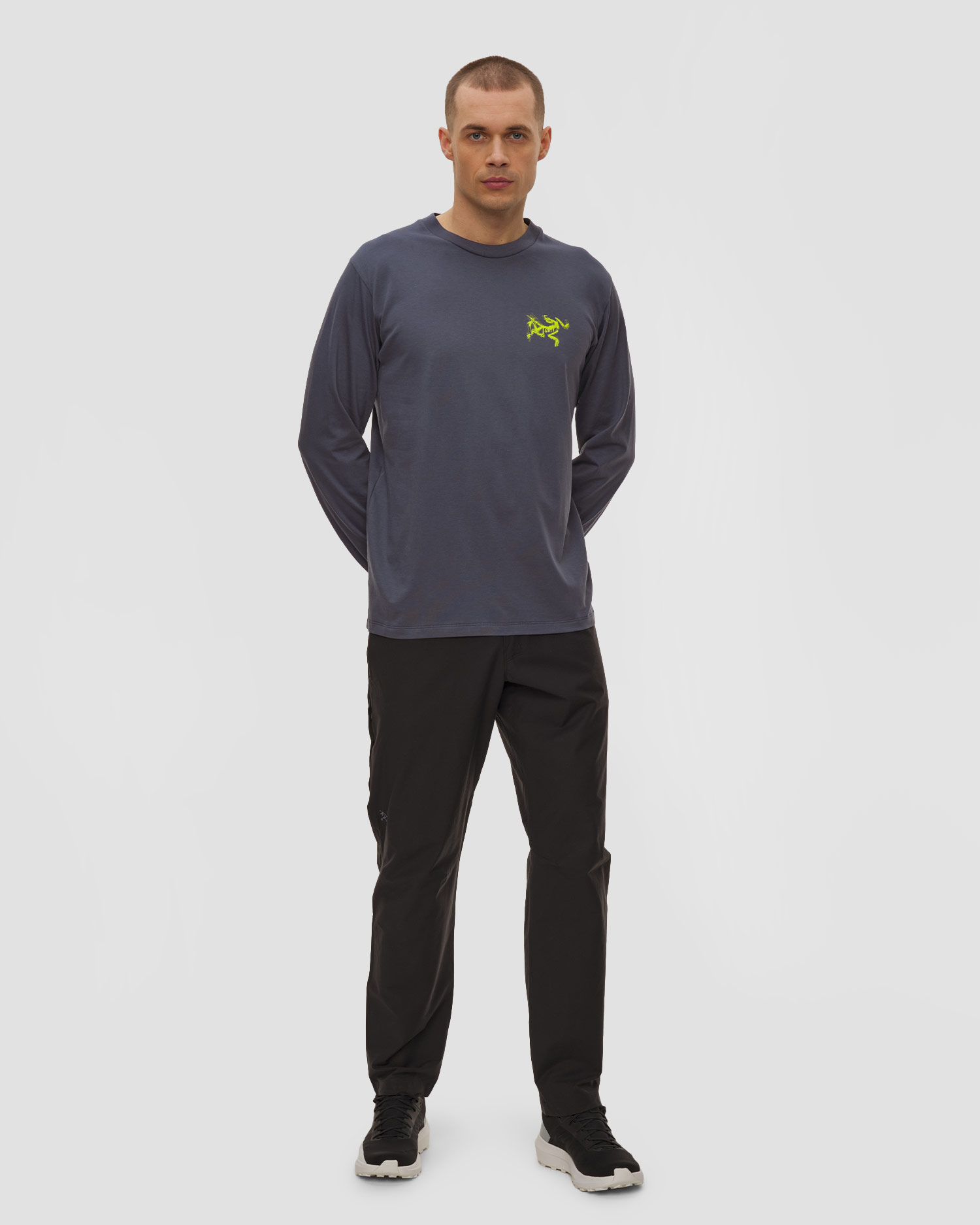 Tricou cu mânecă lungă pentru bărbați Arcteryx Kragg SL Cotton Bird Tile LS M bleumarin