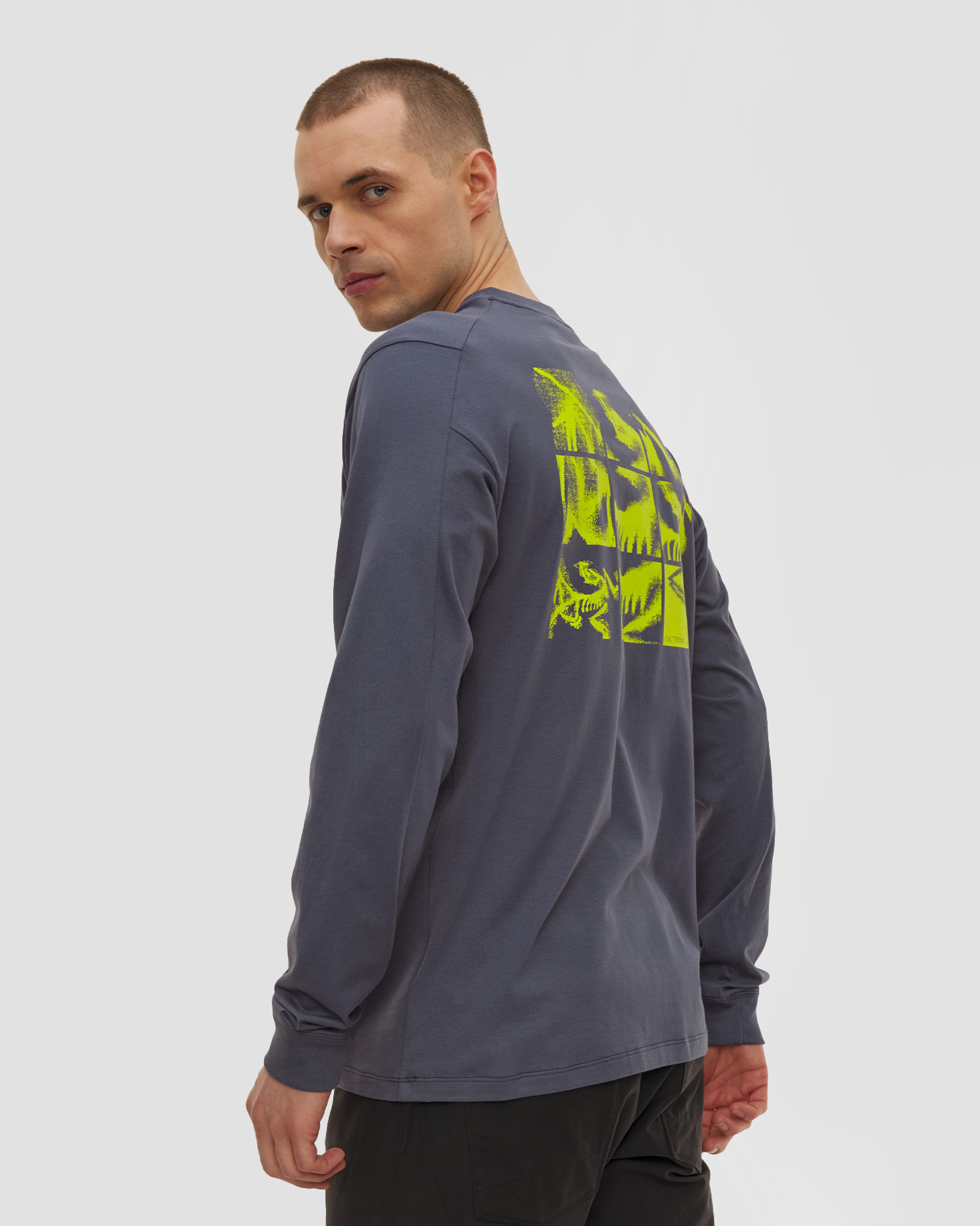 Tricou cu mânecă lungă pentru bărbați Arcteryx Kragg SL Cotton Bird Tile LS M bleumarin