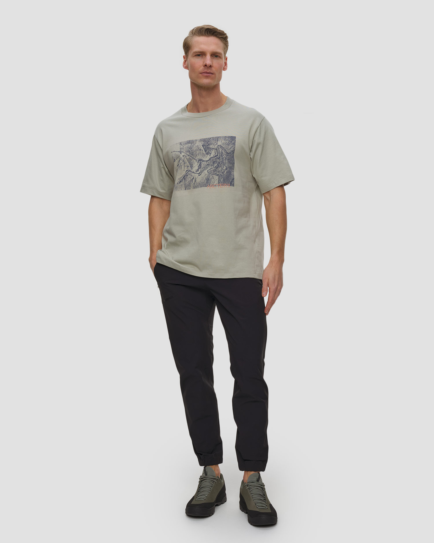 Tricou pentru bărbați Arcteryx Kragg Cotton Lithographica Shirt SS