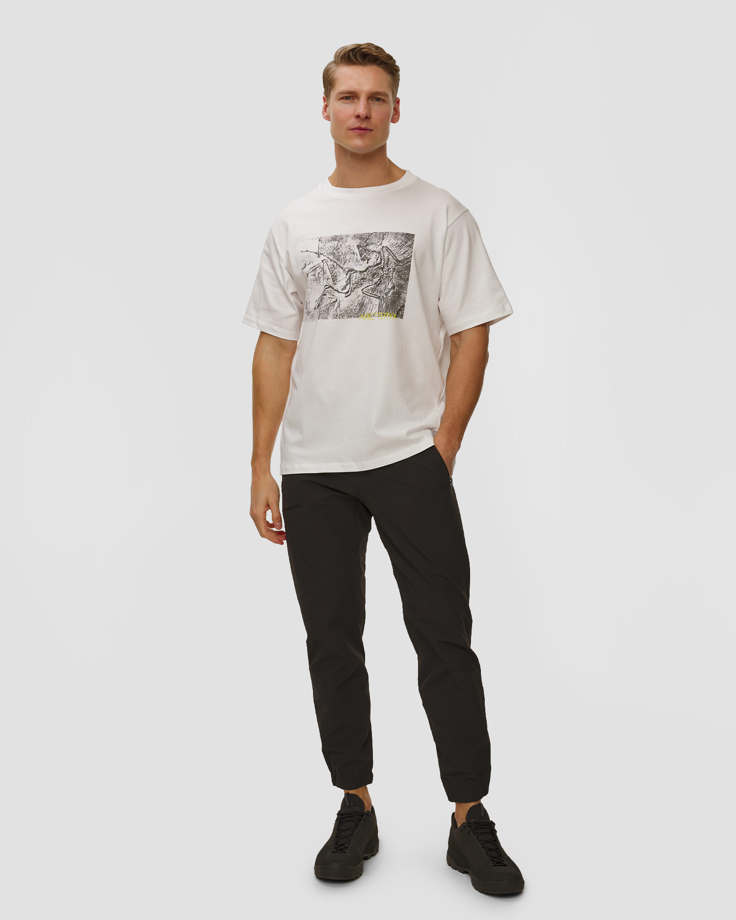 Arcteryx Kragg Cotton Lithographica Shirt SS Herren-T-Shirt in Weiß