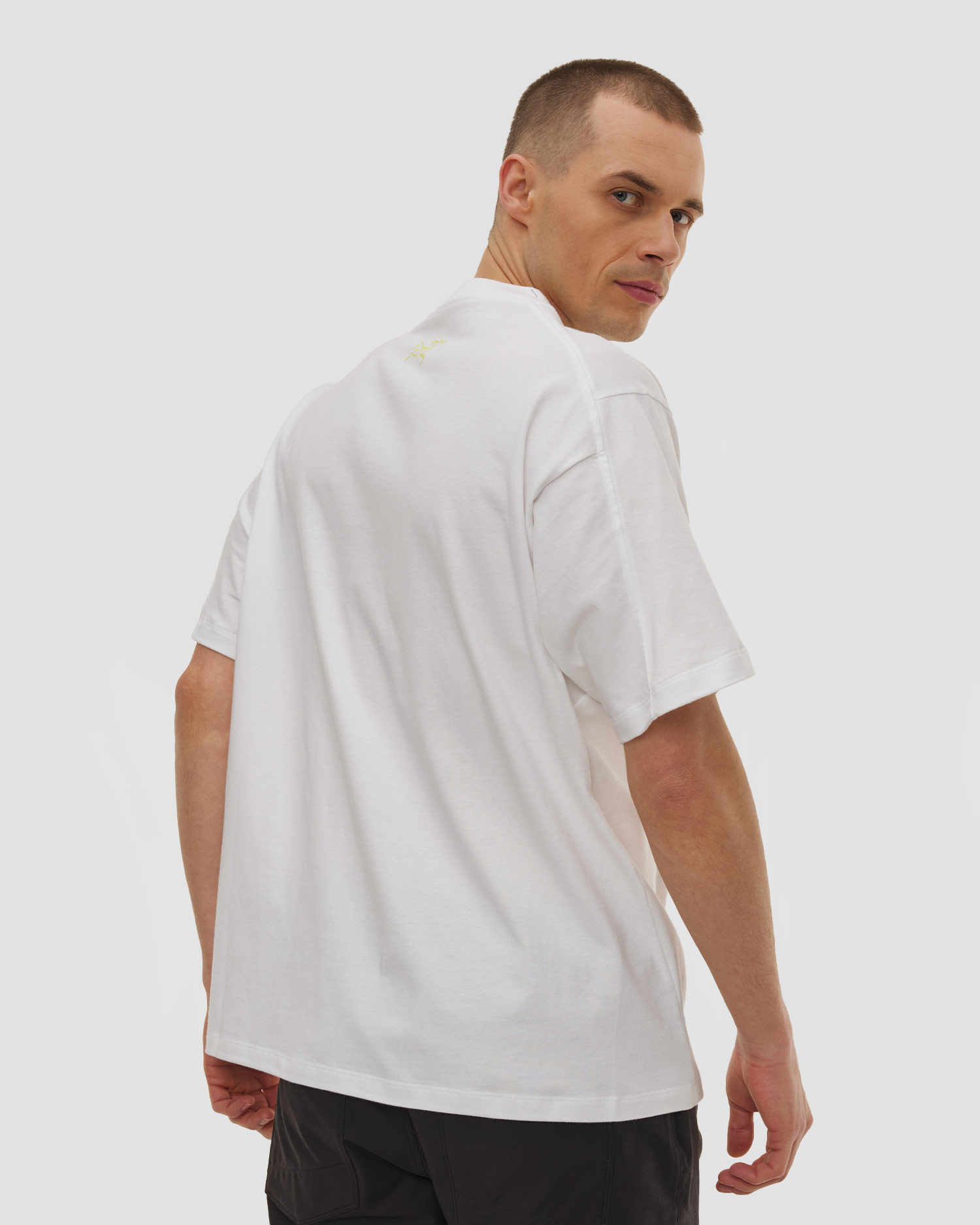 Tricou pentru bărbați Arcteryx Kragg Cotton Lithographica Shirt SS alb