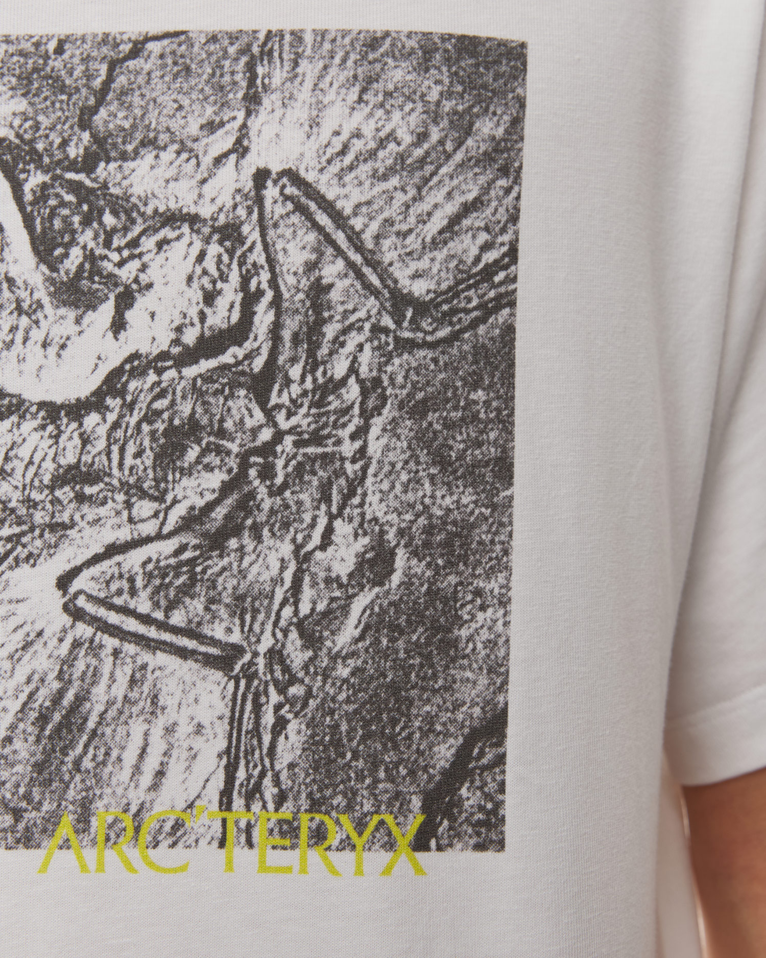 Tricou pentru bărbați Arcteryx Kragg Cotton Lithographica Shirt SS alb