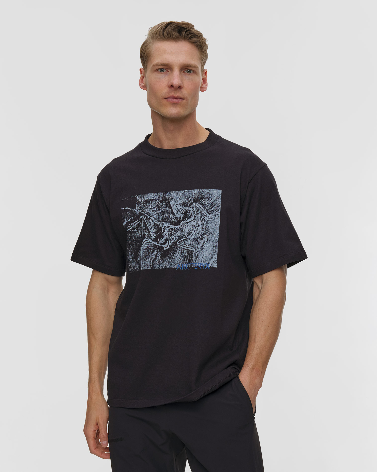 Tricou pentru bărbați Arcteryx Kragg Cotton Lithographica Shirt SS negru, Culoare/Model: Czarny