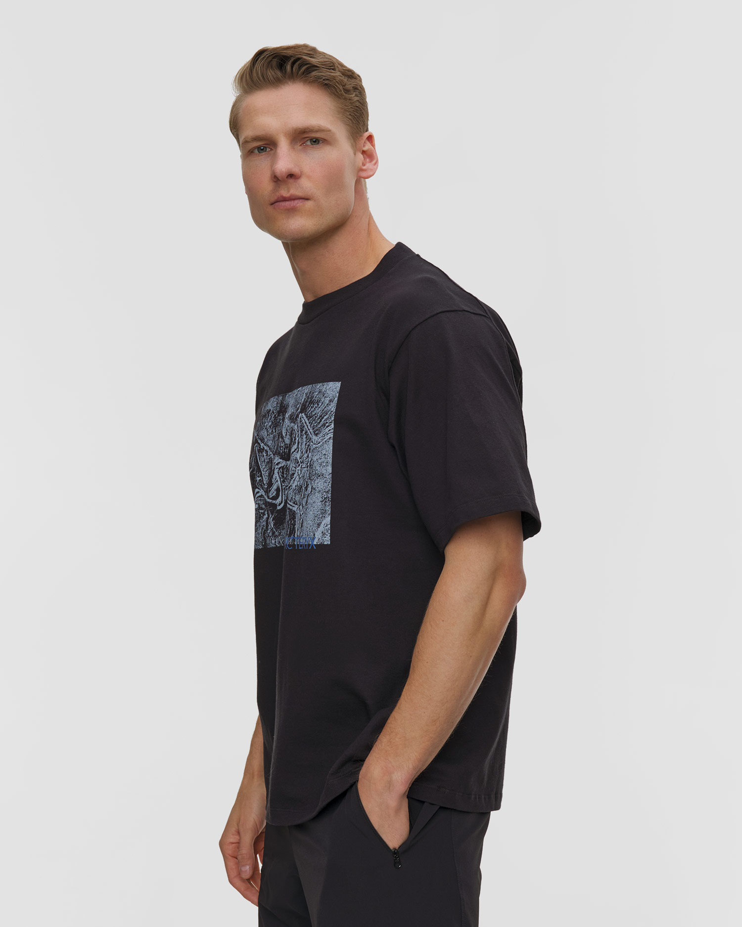 Tricou pentru bărbați Arcteryx Kragg Cotton Lithographica Shirt SS negru
