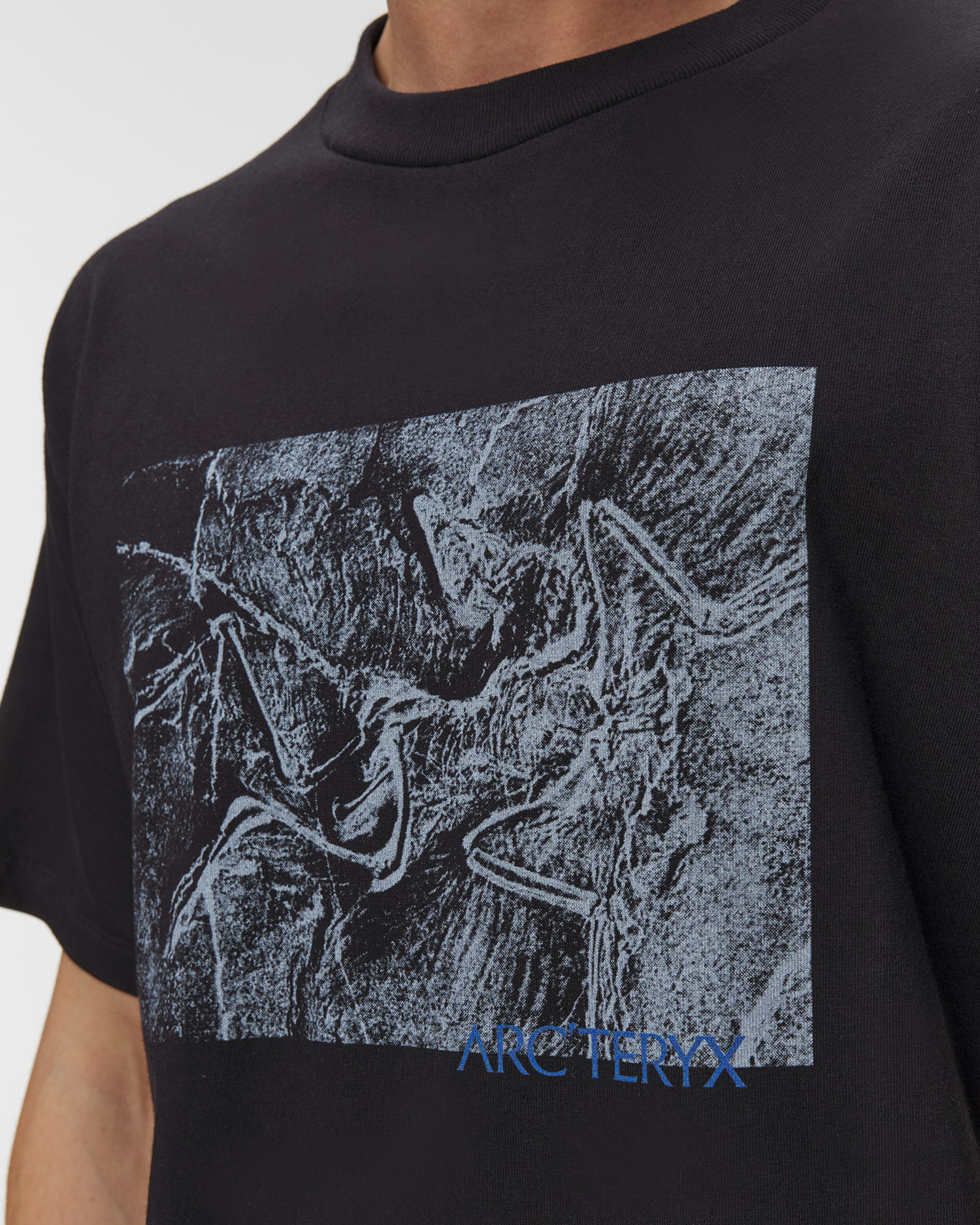 Tricou pentru bărbați Arcteryx Kragg Cotton Lithographica Shirt SS negru