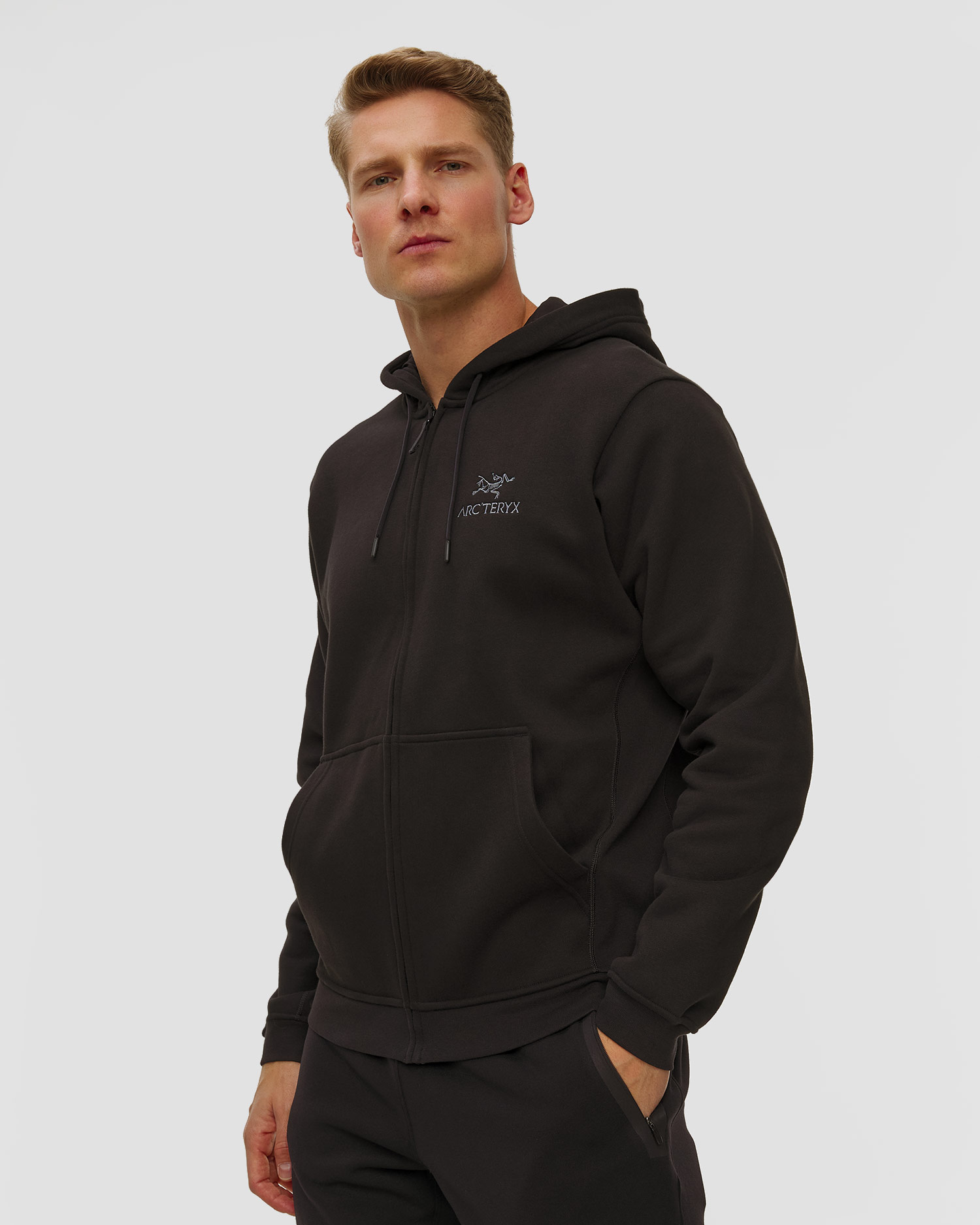 Arcteryx Emblem Fleece Full Zip Hoody Herren-Sweatshirt in Schwarz, Farbe/Muster: Czarny
