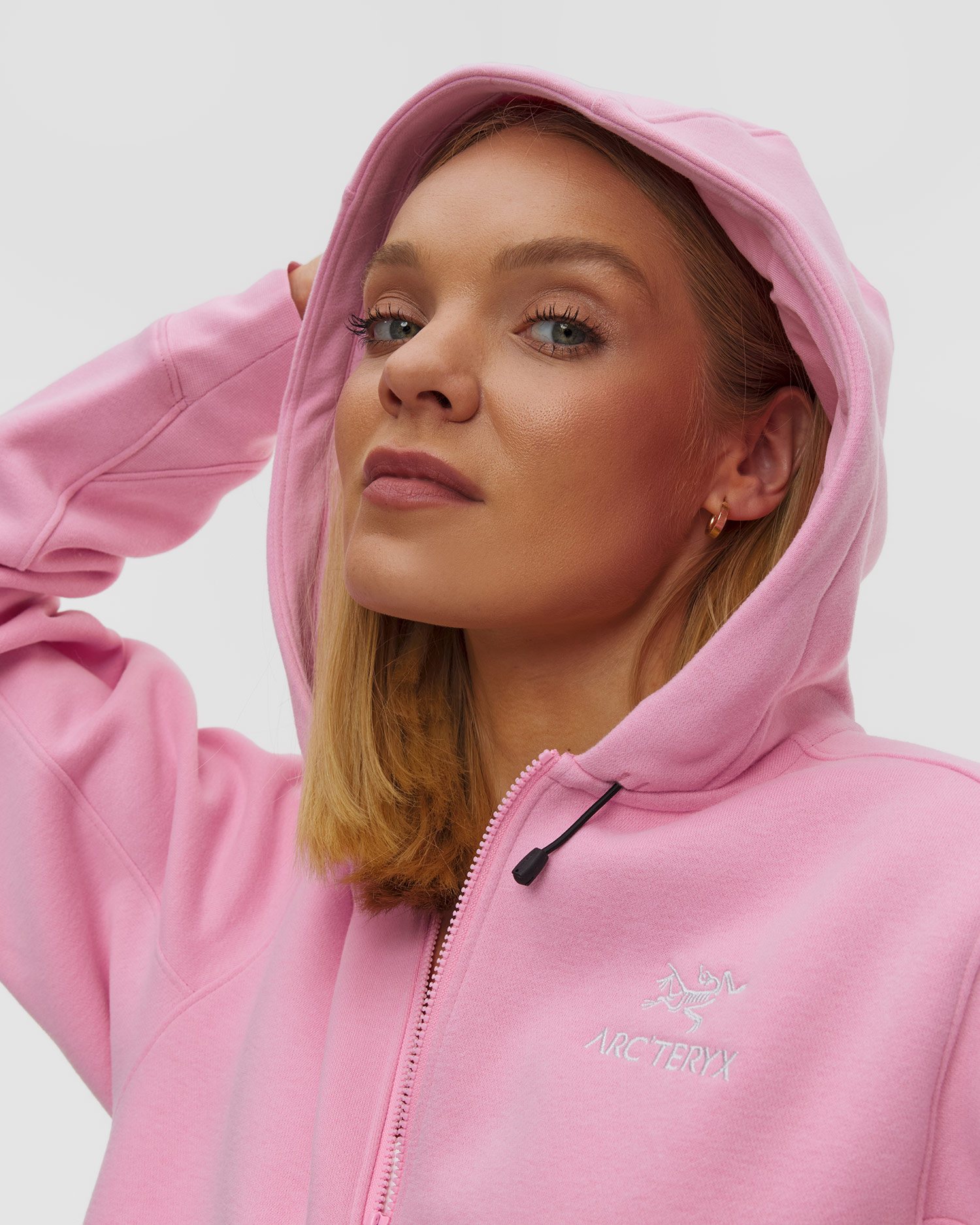 Arcteryx Emblem Fleece Full Zip Crop Hoody W Damen-Fleece-Sweatshirt in Pink