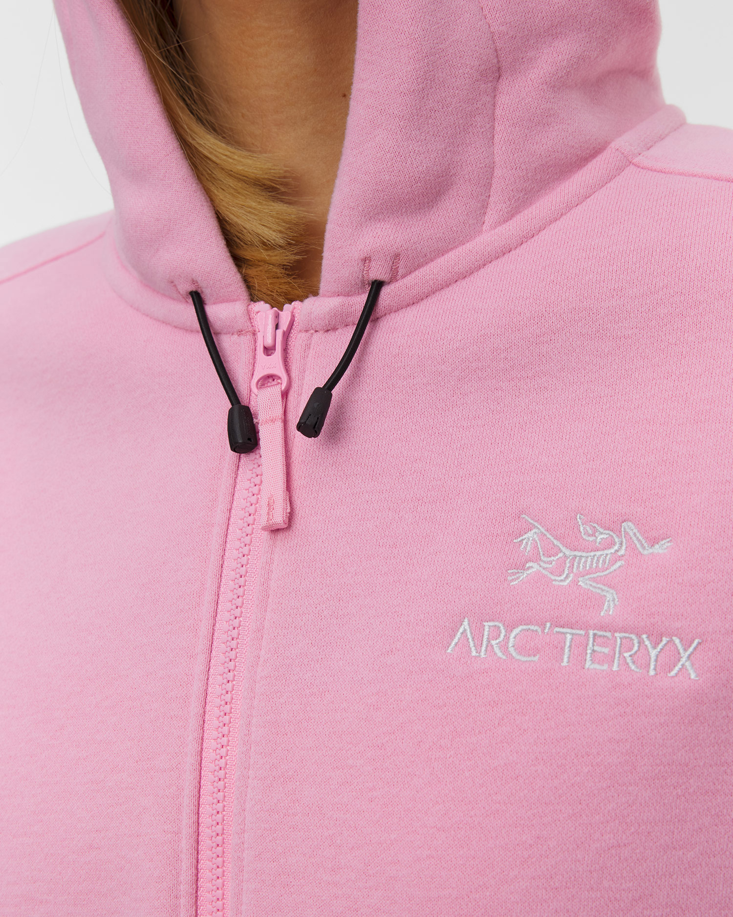 Arcteryx Emblem Fleece Full Zip Crop Hoody W Damen-Fleece-Sweatshirt in Pink
