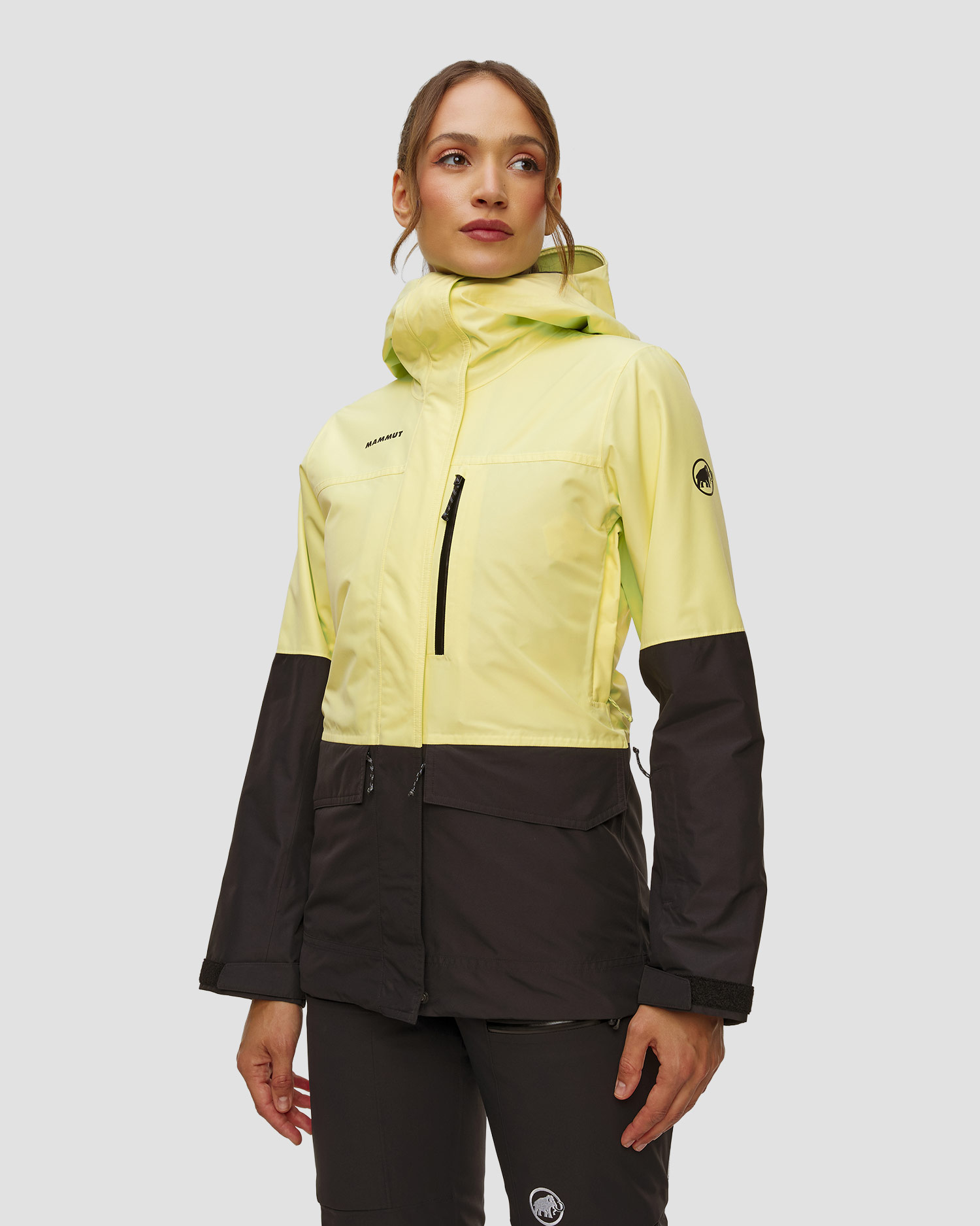 Mammut Fall Line HS Thermo Hooded Jacket Women Damen-Skijacke in Gelb in Schwarz