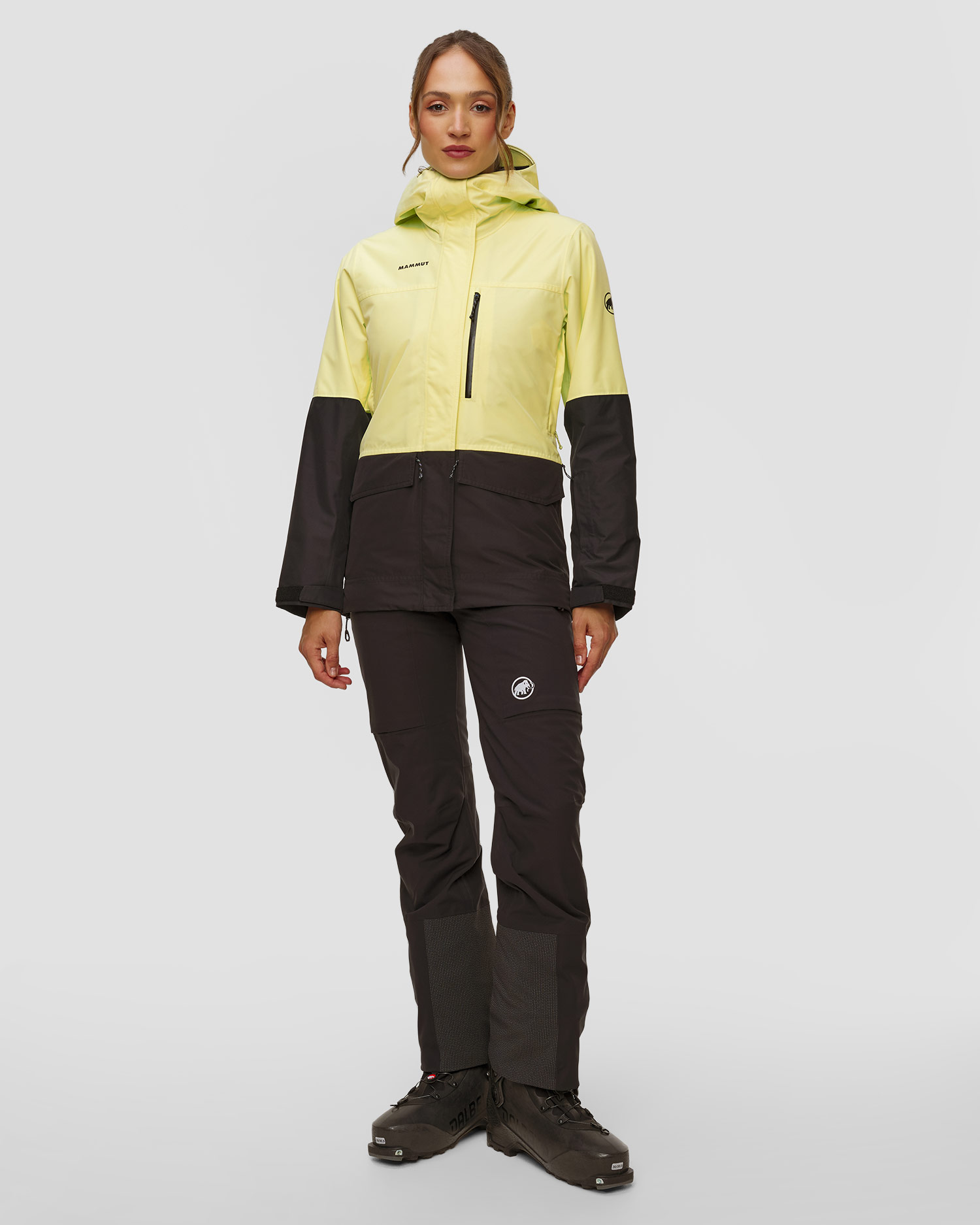 Mammut Fall Line HS Thermo Hooded Jacket Women Damen-Skijacke in Gelb in Schwarz