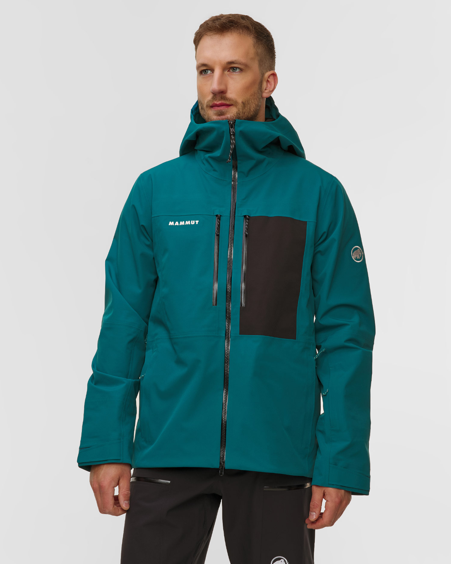 Veste de ski turquoise pour hommes Mammut Stoney HS Hooded Jacket Men