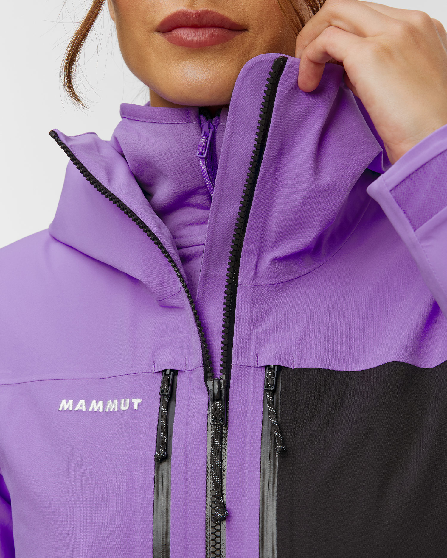 Dámská fialová lyžařská bunda Mammut Stoney HS Thermo Hooded Jacket Women