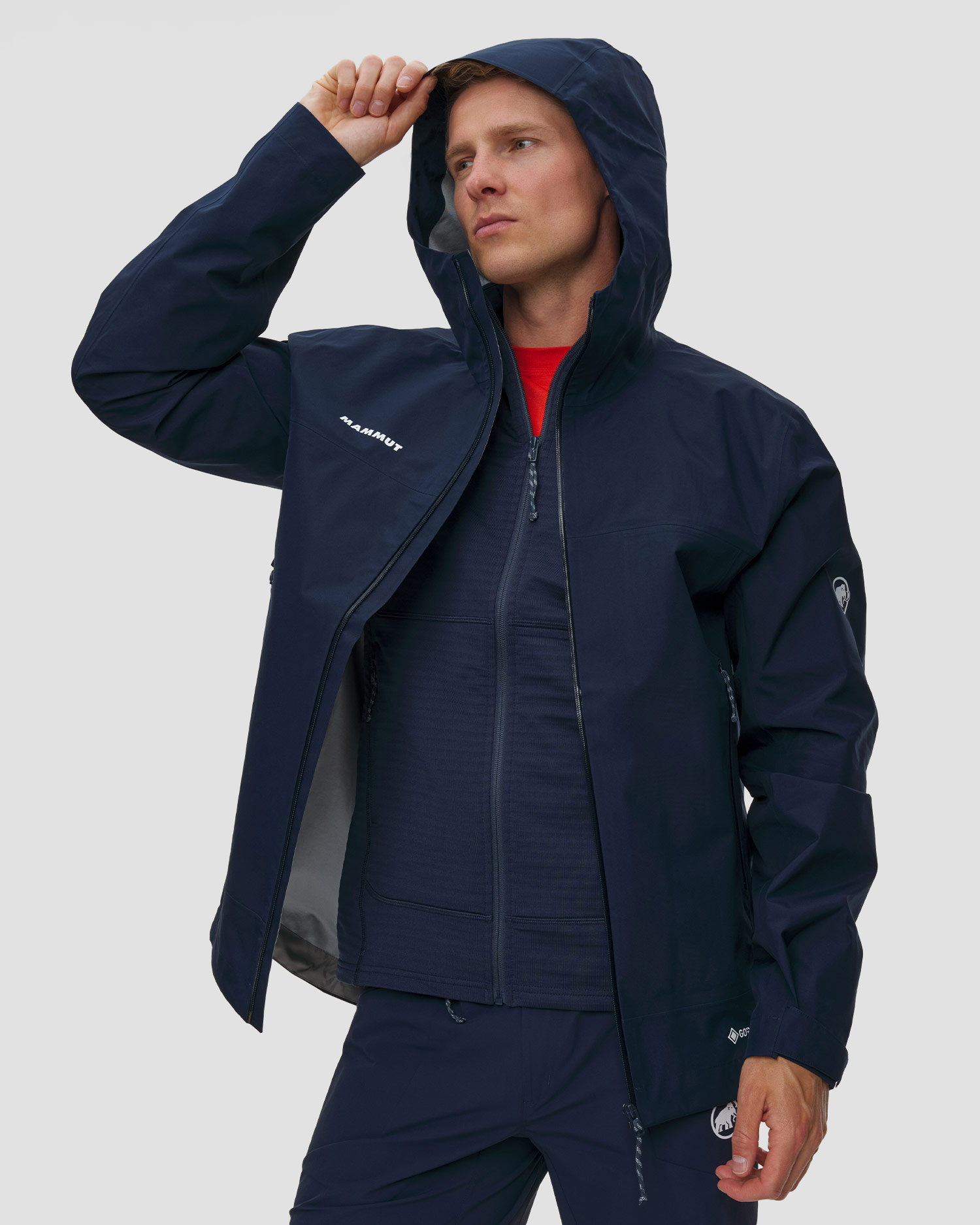 Veste de pluie pour hommes Mammut Crater Light HS, Couleur: Granatowy