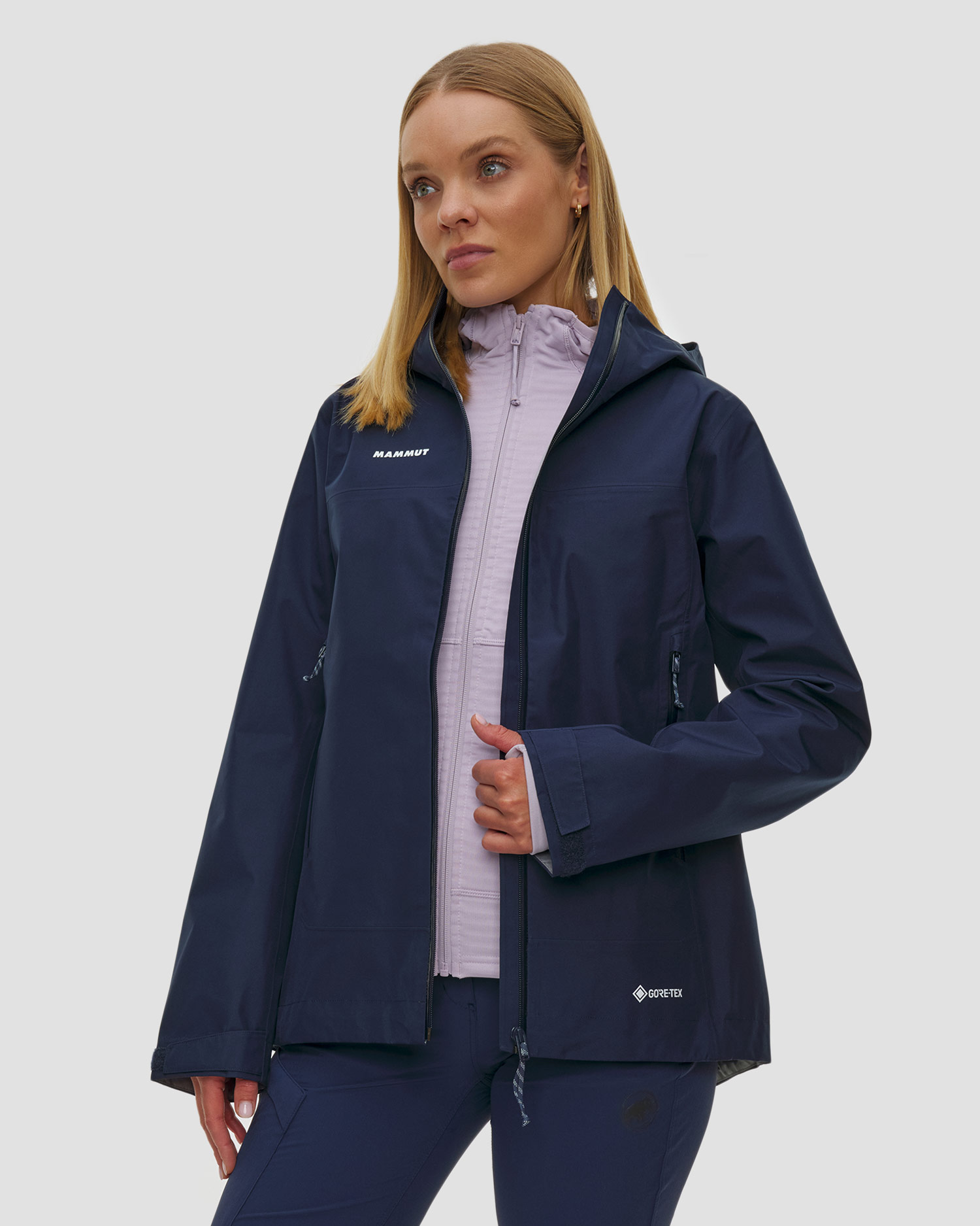 Veste de pluie bleu marine pour femmes Mammut Crater Light Hs Hooded Jacket
