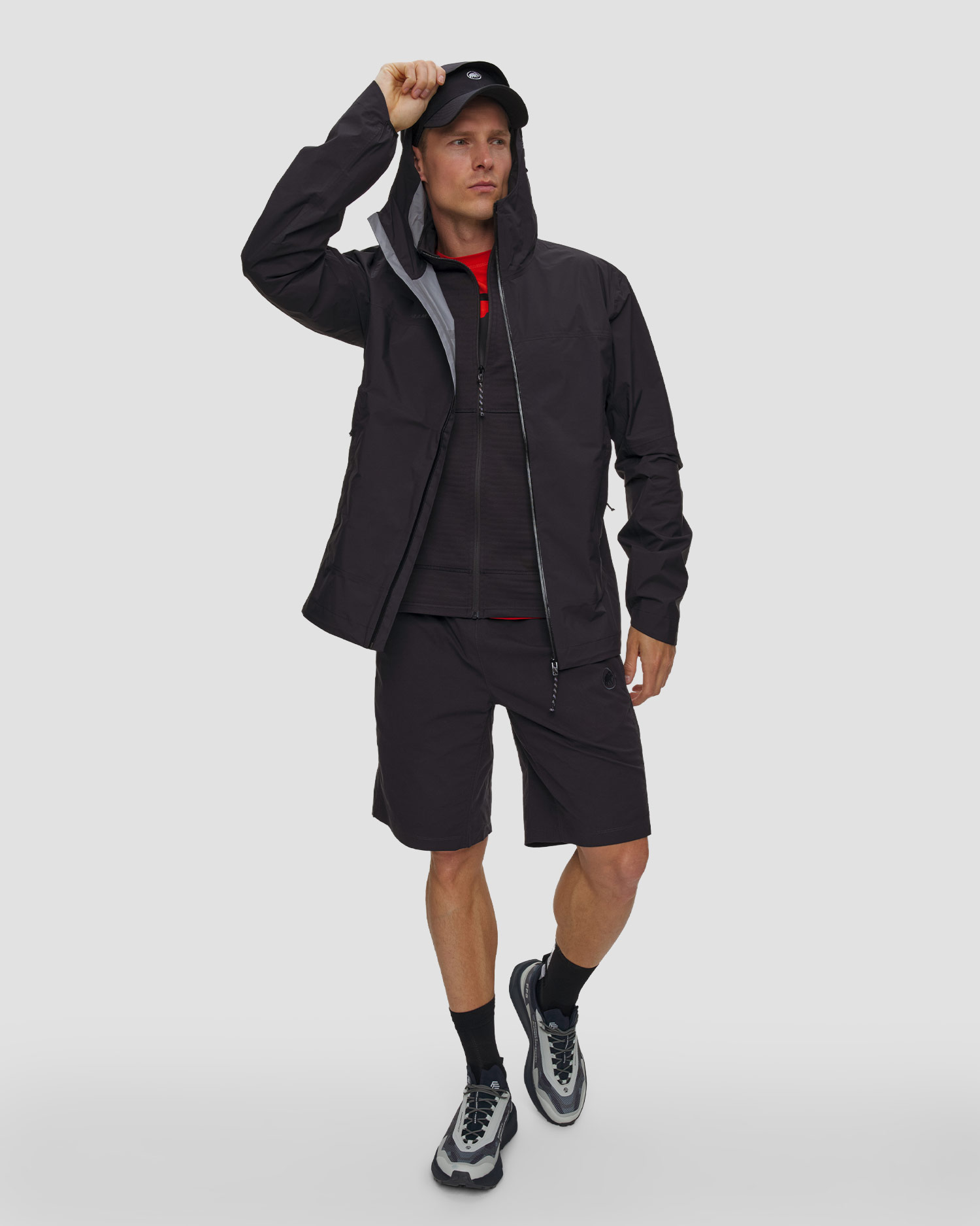 Veste hardshell noire pour hommes Mammut Ducan HS Hooded Jacket
