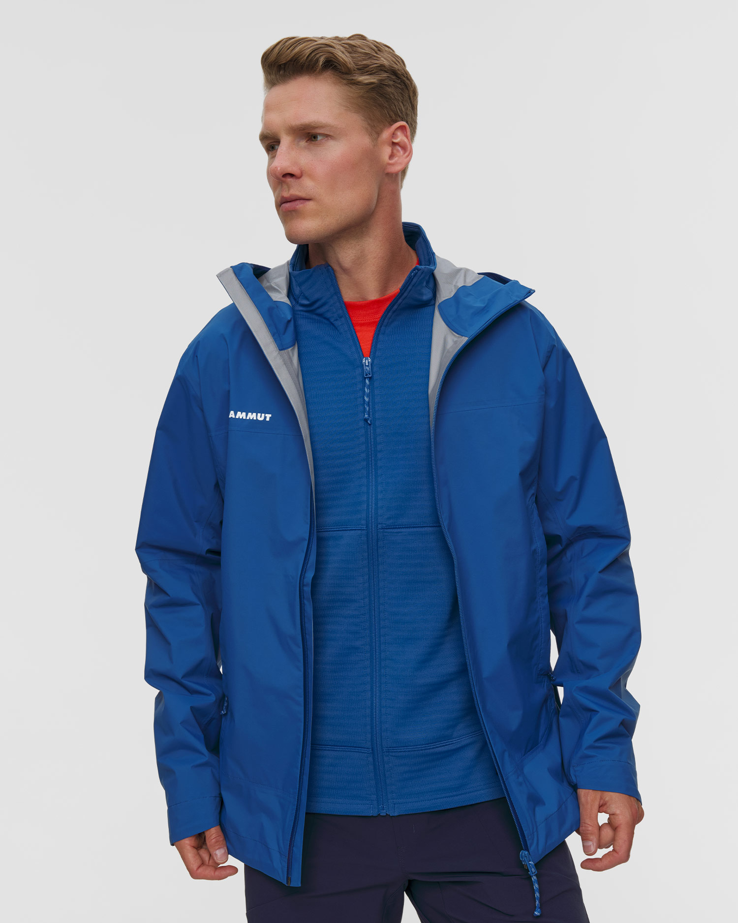 Veste hardshell bleue pour hommes Mammut Ducan HS Hooded Jacket
