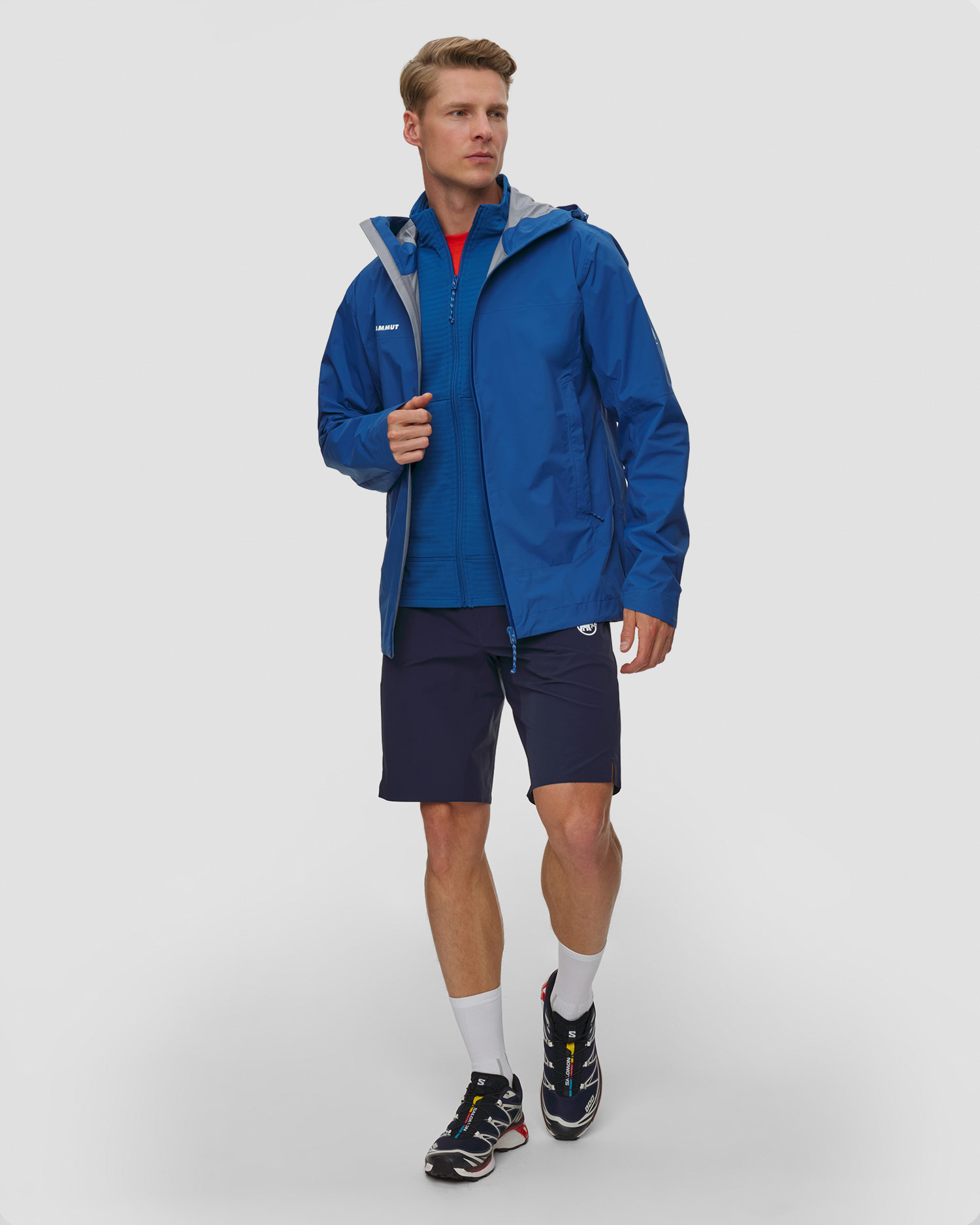 Veste hardshell bleue pour hommes Mammut Ducan HS Hooded Jacket
