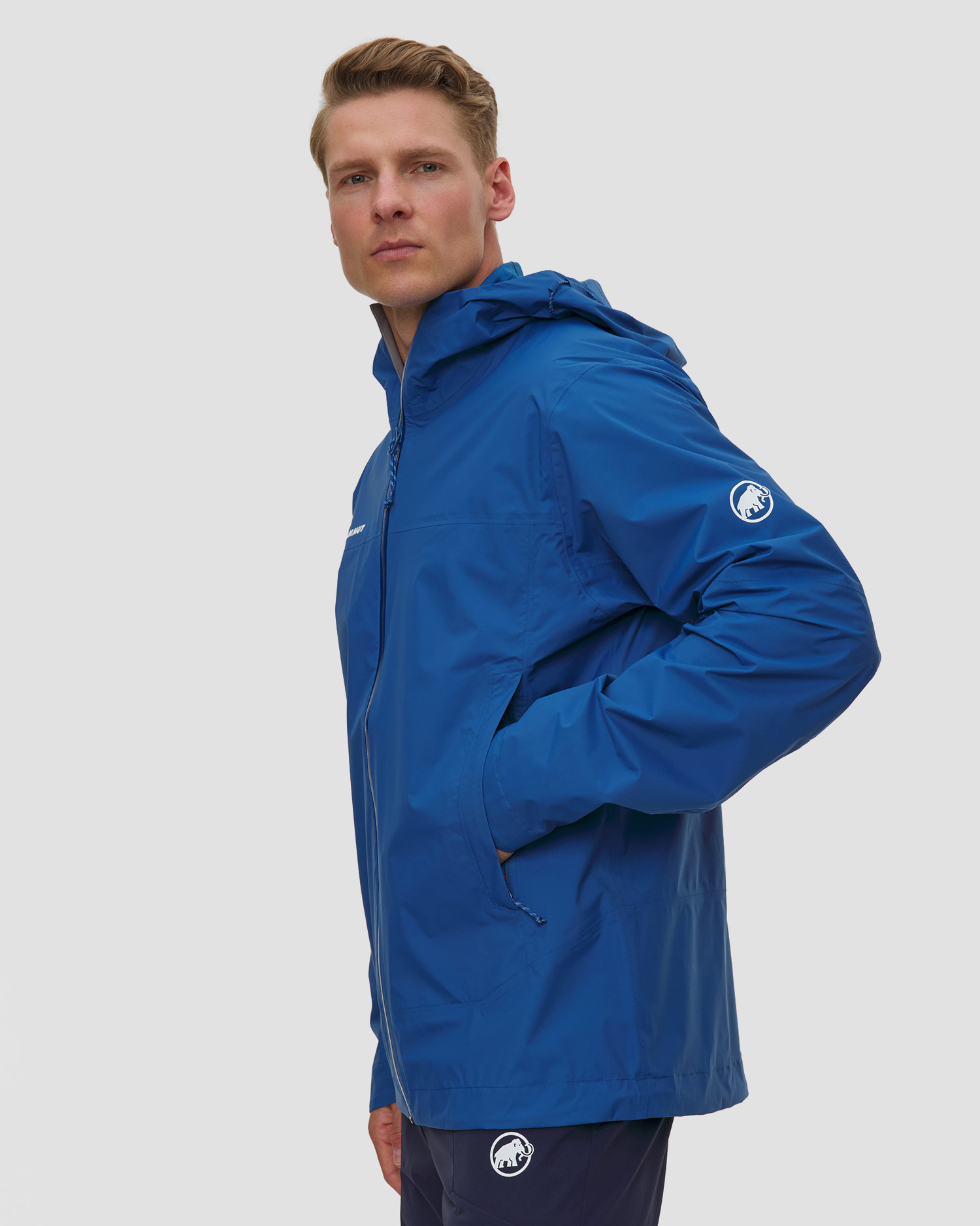 Veste hardshell bleue pour hommes Mammut Ducan HS Hooded Jacket