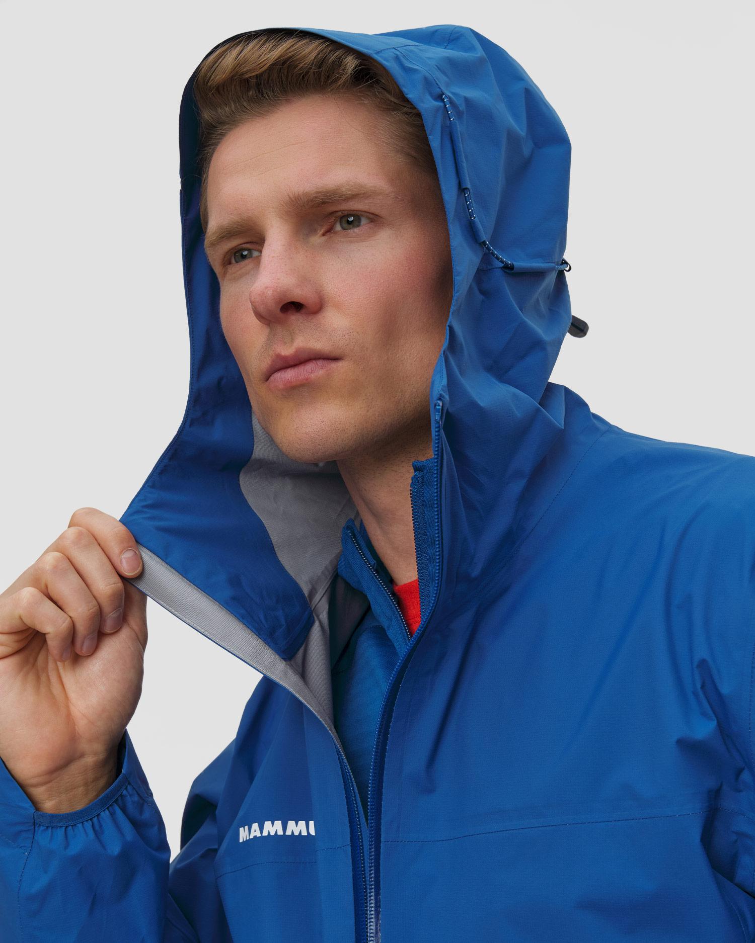 Veste hardshell bleue pour hommes Mammut Ducan HS Hooded Jacket