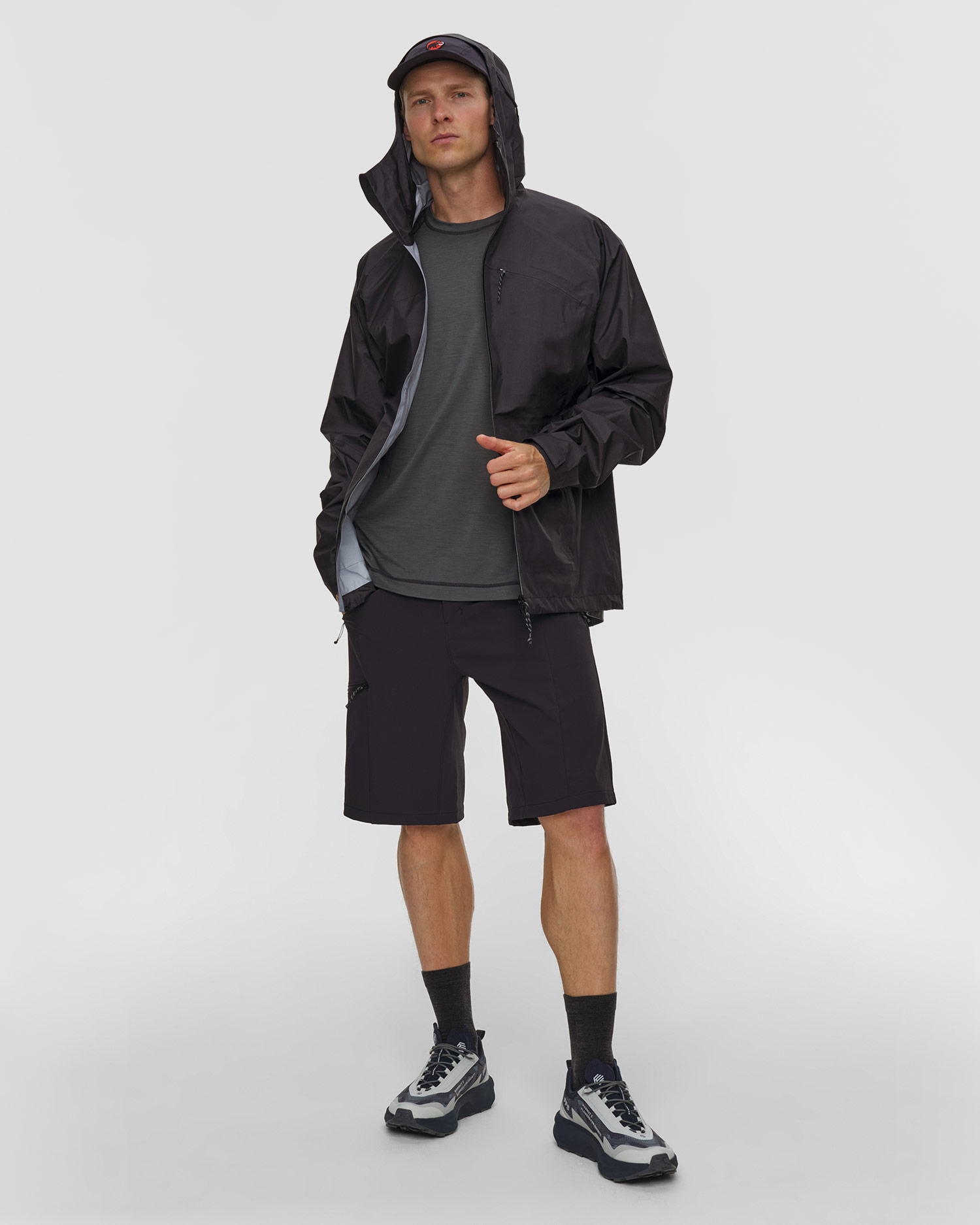 Veste hardshell noire pour hommes Mammut Hiking Patrol x Mammut HS Hooded Jacket