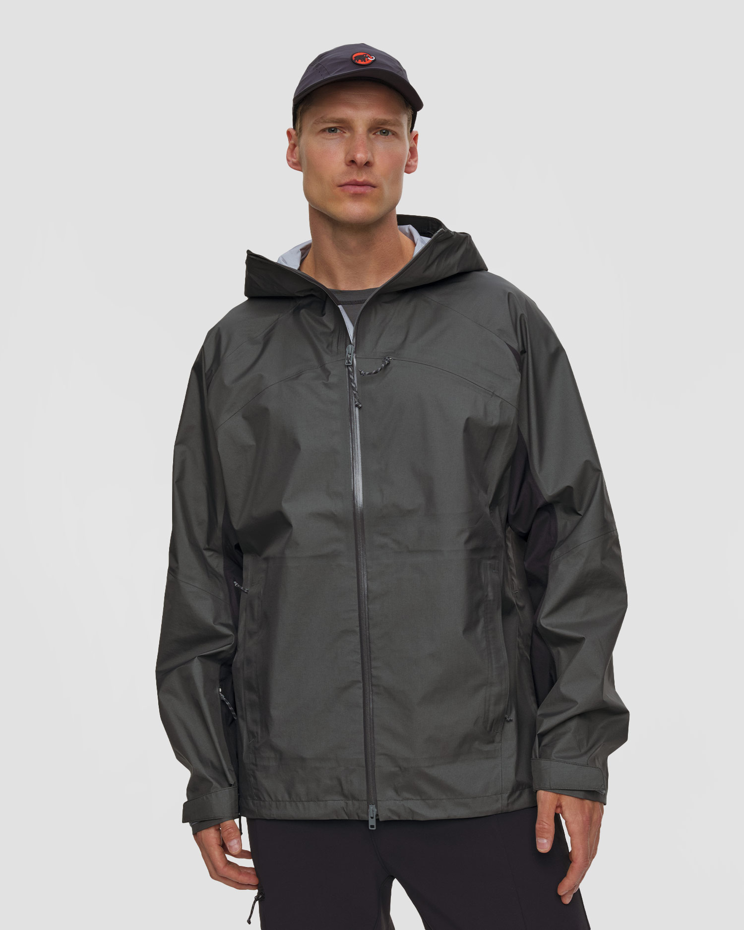 Veste hardshell grise pour hommes Mammut Hiking Patrol x Mammut HS Hooded Jacket