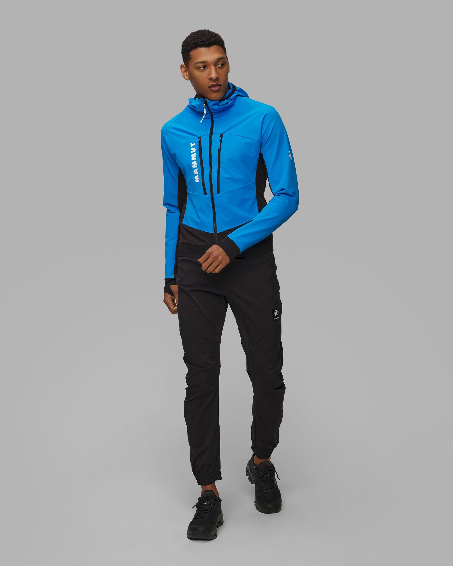 Mammut Aenergy SO Hybrid Hooded Softshelljacke für Herren, Farbe/Muster: Niebieski,Czarny