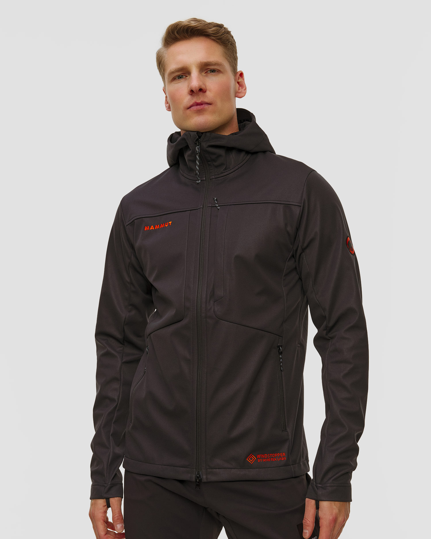 Softshellová černá pánská bunda Mammut Ultimate VIII SO Hooded Jacket Men 25 Years