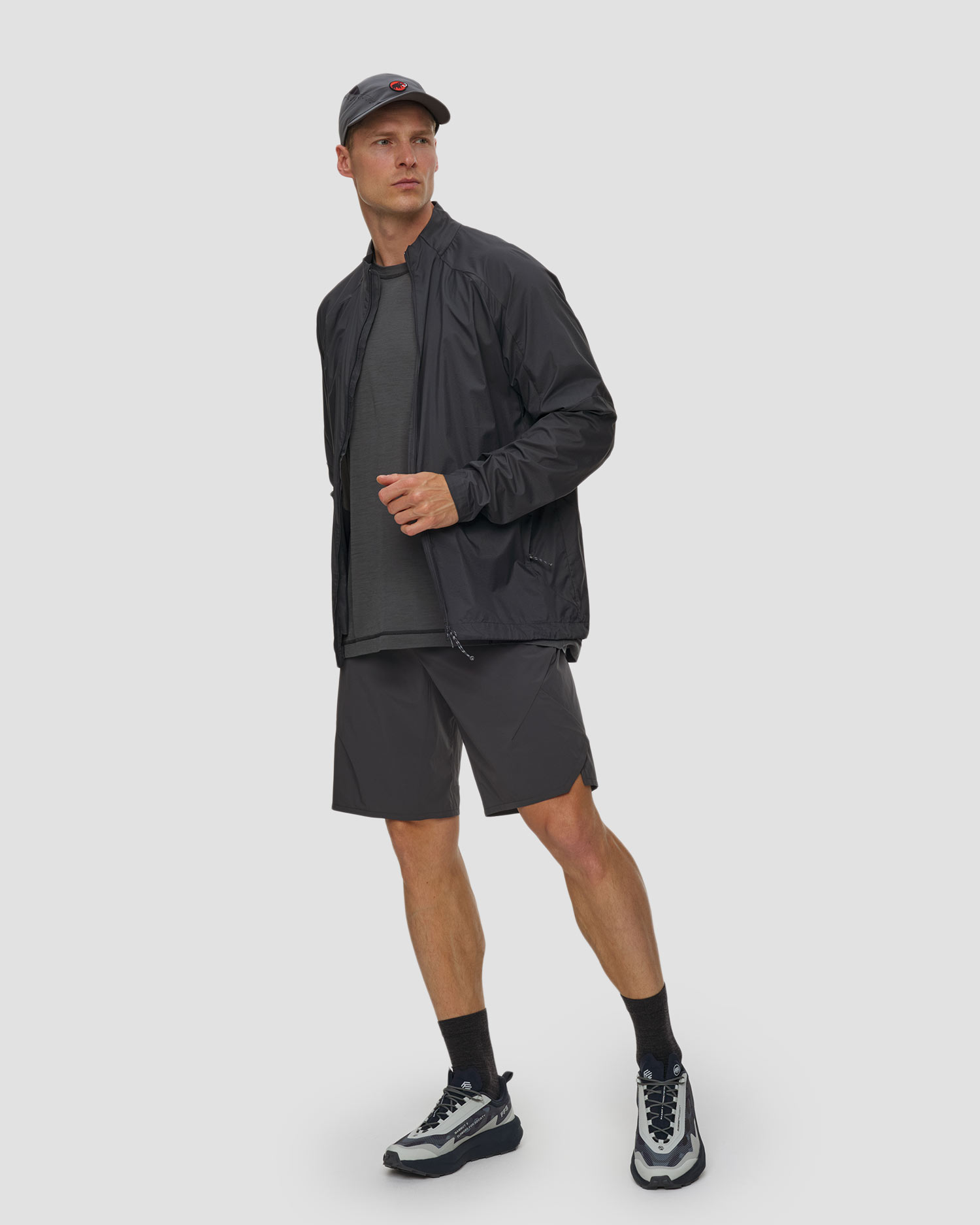 Veste coupe-vent gris foncé pour hommes Mammut Hiking Patrol x Mammut WB Jacket