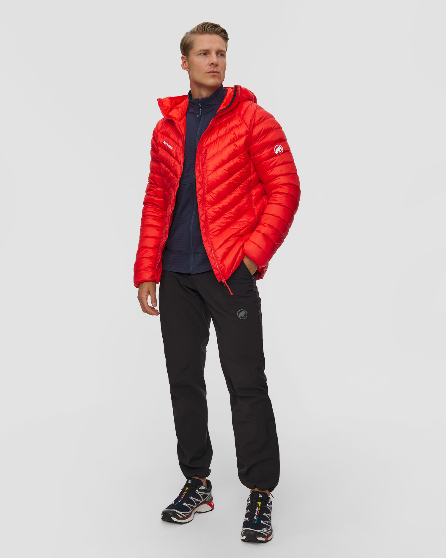 Pánska páperová bunda Mammut Broad Peak IN Hooded Jacket Men červená