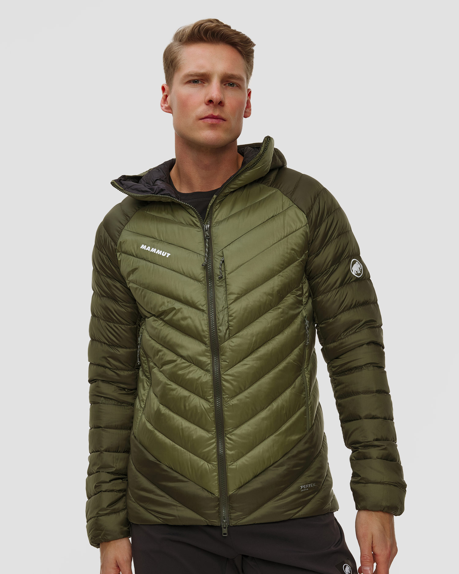 Pánska páperová bunda Mammut Broad Peak IN Hooded Jacket Men zelená, Farba-Vzor: Zielony