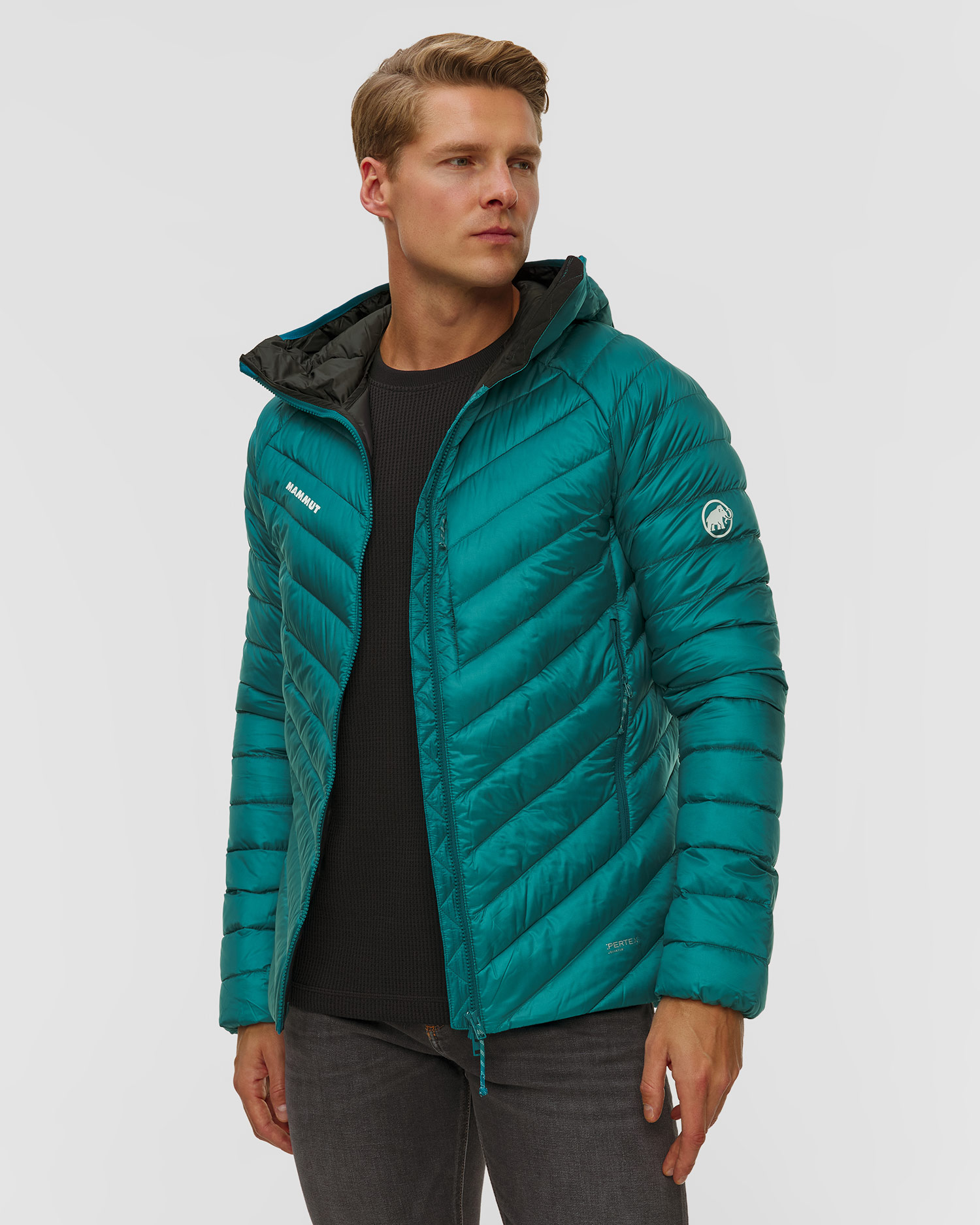 Kurtka puchowa męska Mammut Broad Peak IN Hooded Jacket Men turkusowa